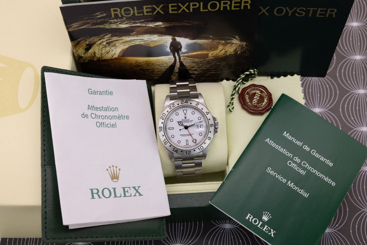2004 Rolex Explorer II Ref. 16570 Polar | No-Holes Case | Box and Papers - Sierra Time Co