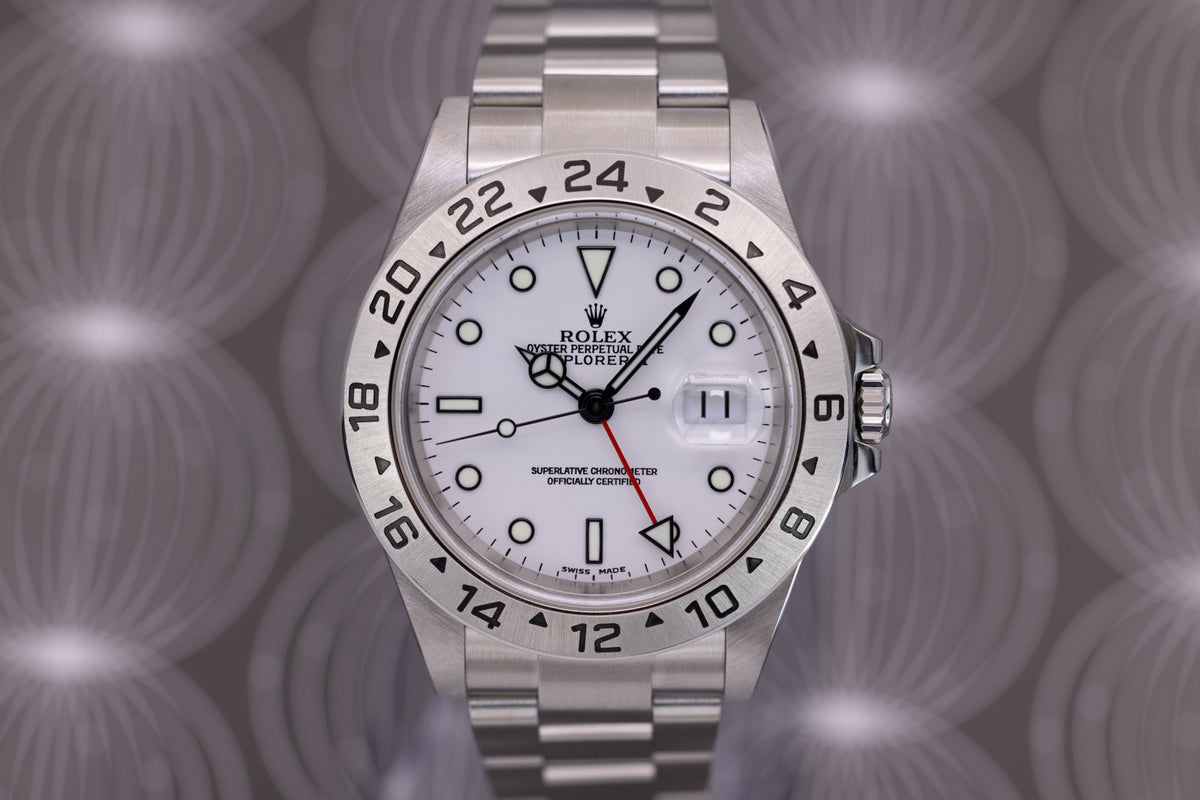 2004 Rolex Explorer II Ref. 16570 Polar | No-Holes Case | Box and Papers - Sierra Time Co