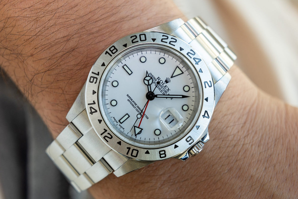 2004 Rolex Explorer II Ref. 16570 Polar | No-Holes Case | Box and Papers - Sierra Time Co