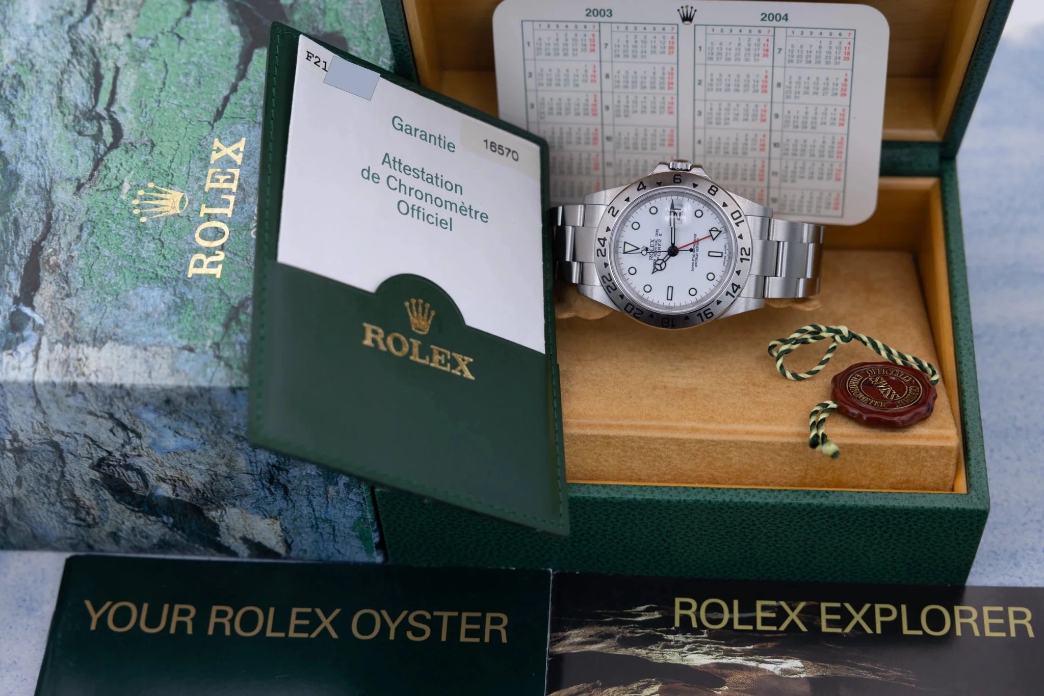 2004 Rolex Explorer II Ref. 16570 Polar | No-Holes Case | Box and Papers - Sierra Time Co