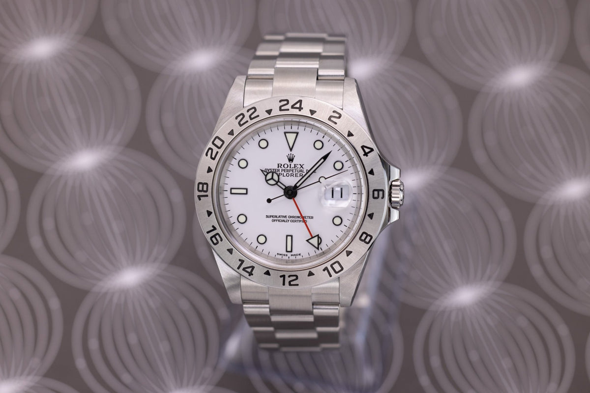 2004 Rolex Explorer II Ref. 16570 Polar | No-Holes Case | Box and Papers - Sierra Time Co