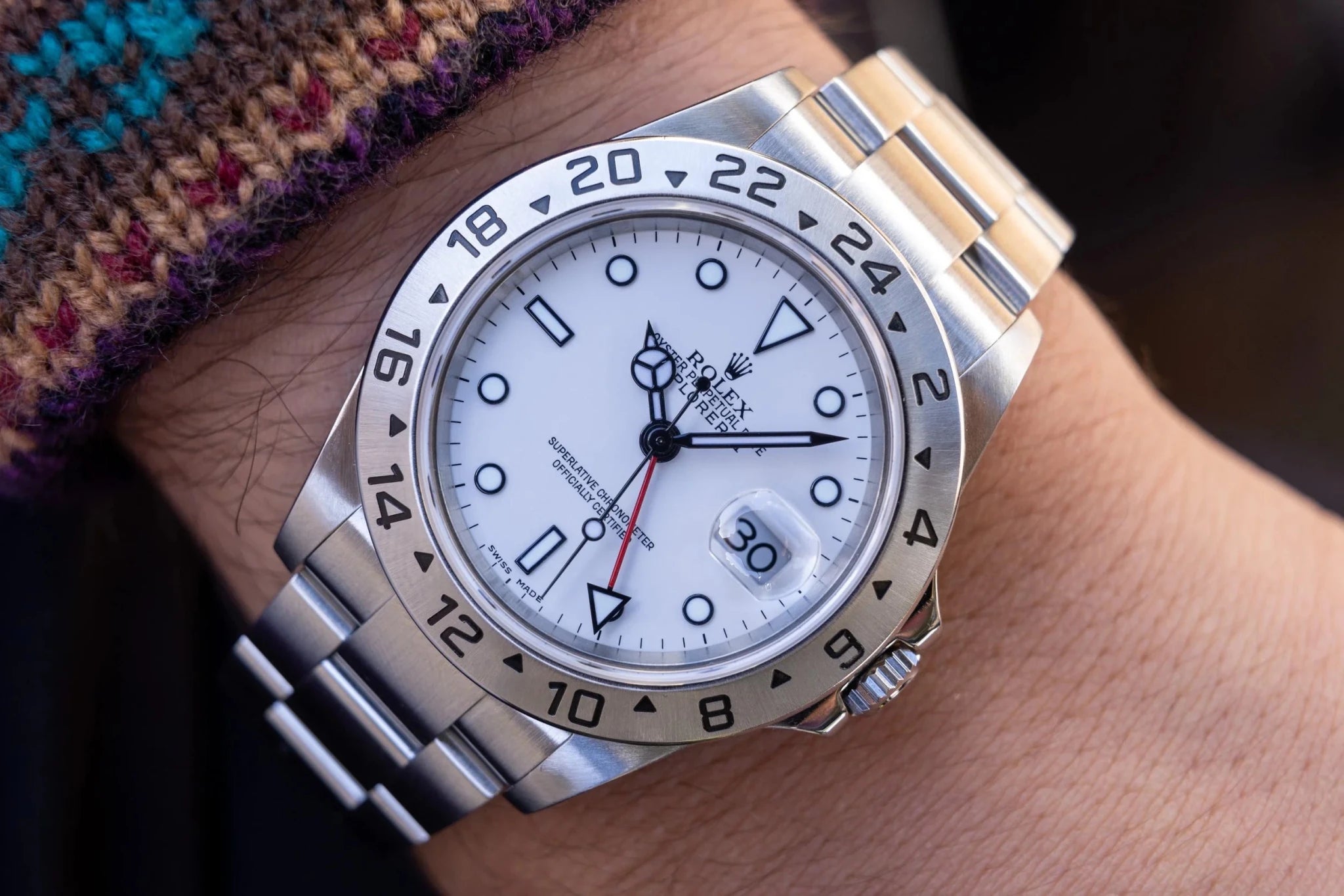 2004 Rolex Explorer II Ref. 16570 Polar | No-Holes Case | Box and Papers - Sierra Time Co
