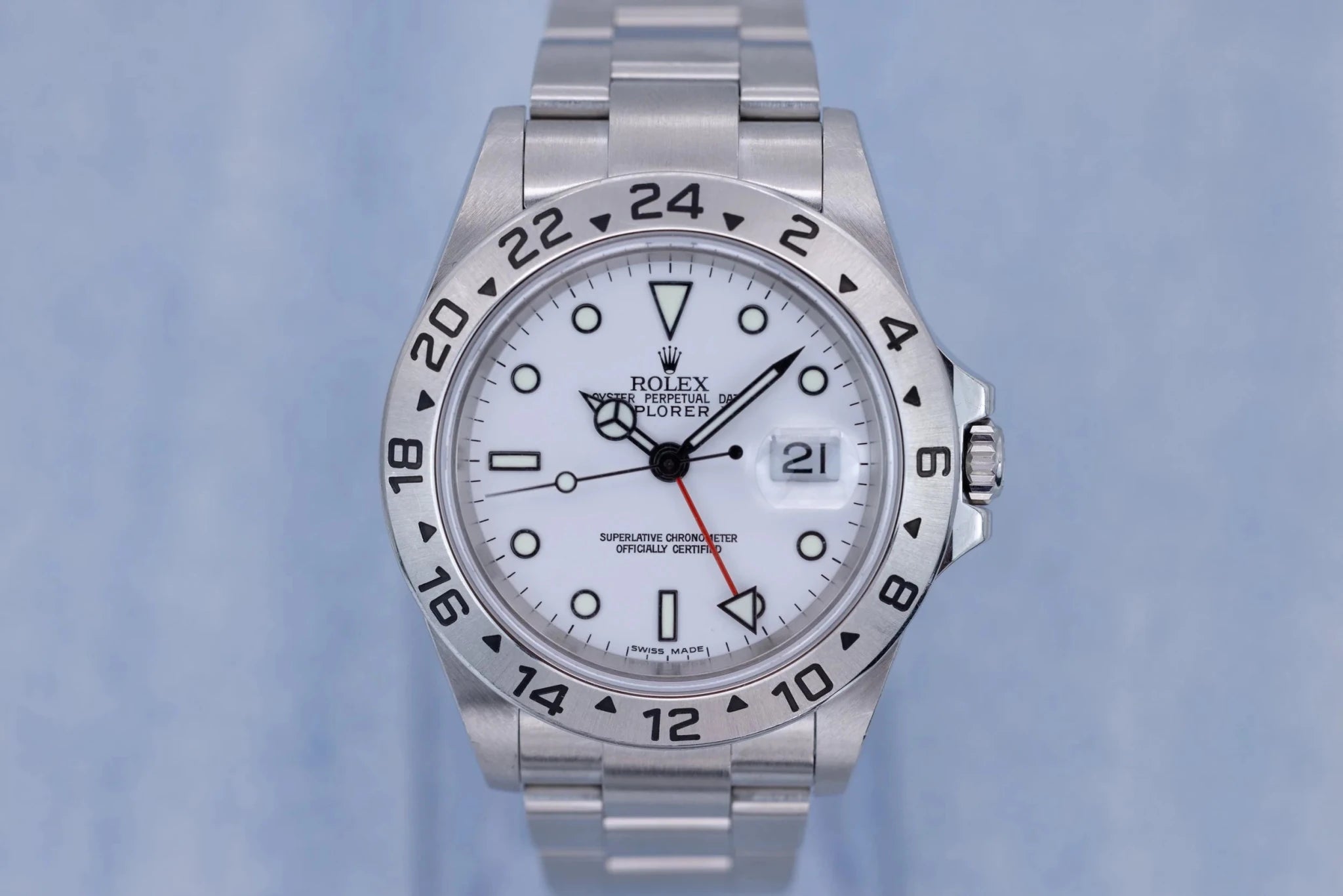 2004 Rolex Explorer II Ref. 16570 Polar | No-Holes Case | Box and Papers - Sierra Time Co