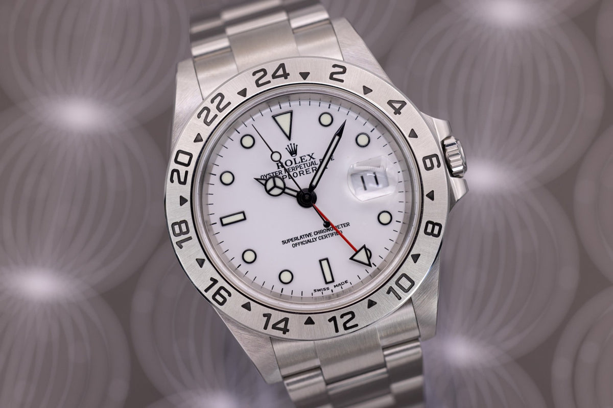 2004 Rolex Explorer II Ref. 16570 Polar | No-Holes Case | Box and Papers - Sierra Time Co