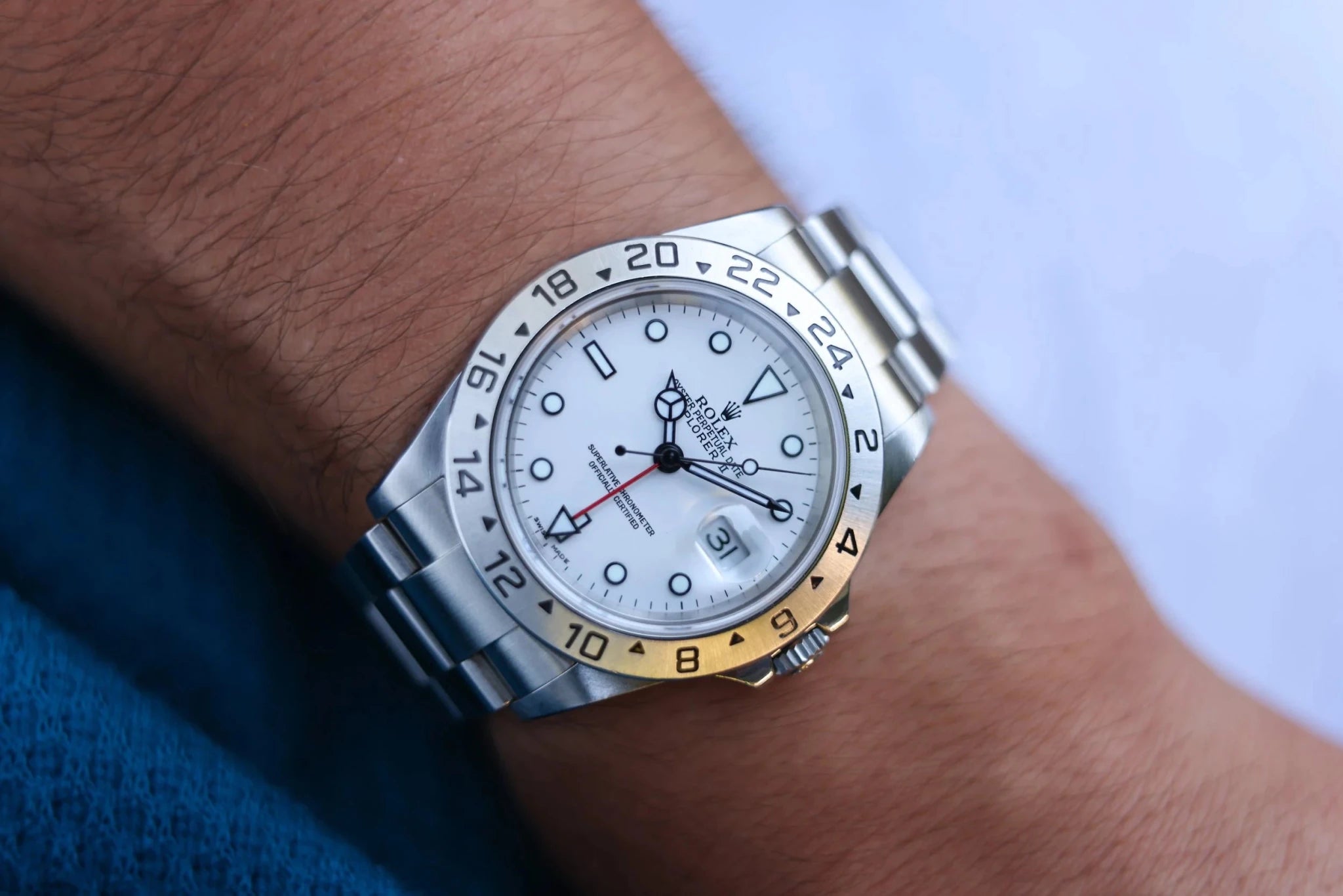 2004 Rolex Explorer II Ref. 16570 Polar | No-Holes Case | Serviced - Sierra Time Co