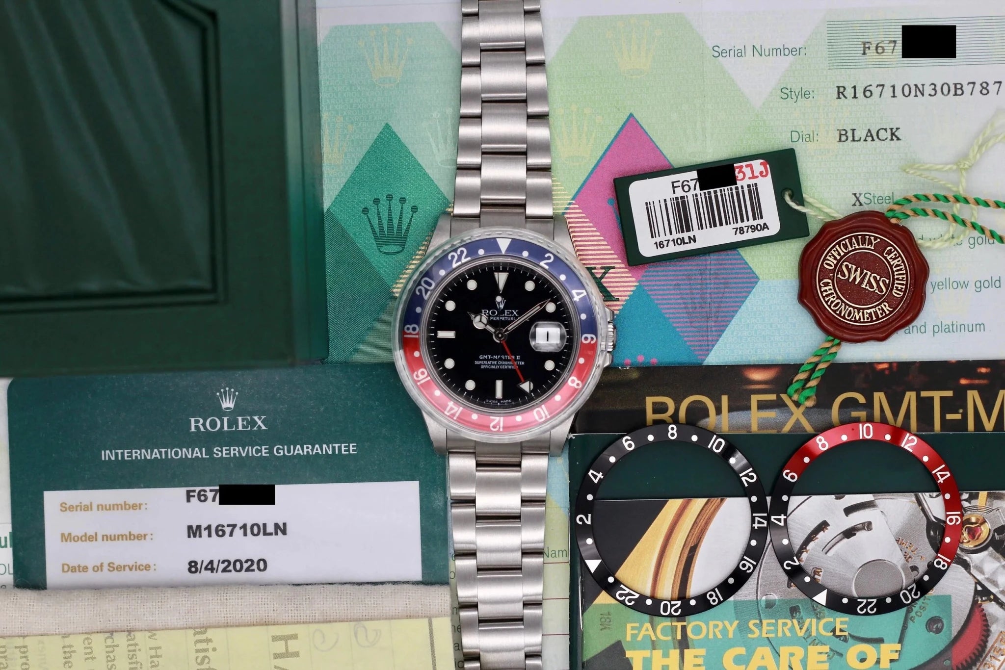 2004 Rolex GMT Master ll Ref. 16710 | Super Set + 2020 RSC Card - Sierra Time Co