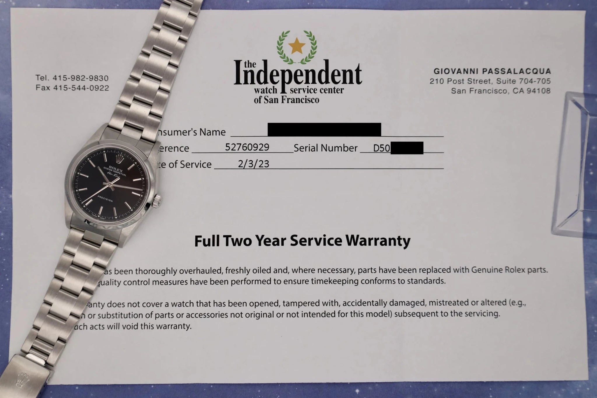 2005 Rolex Air-King Ref. 14000M | Black Dial | Serviced - Sierra Time Co