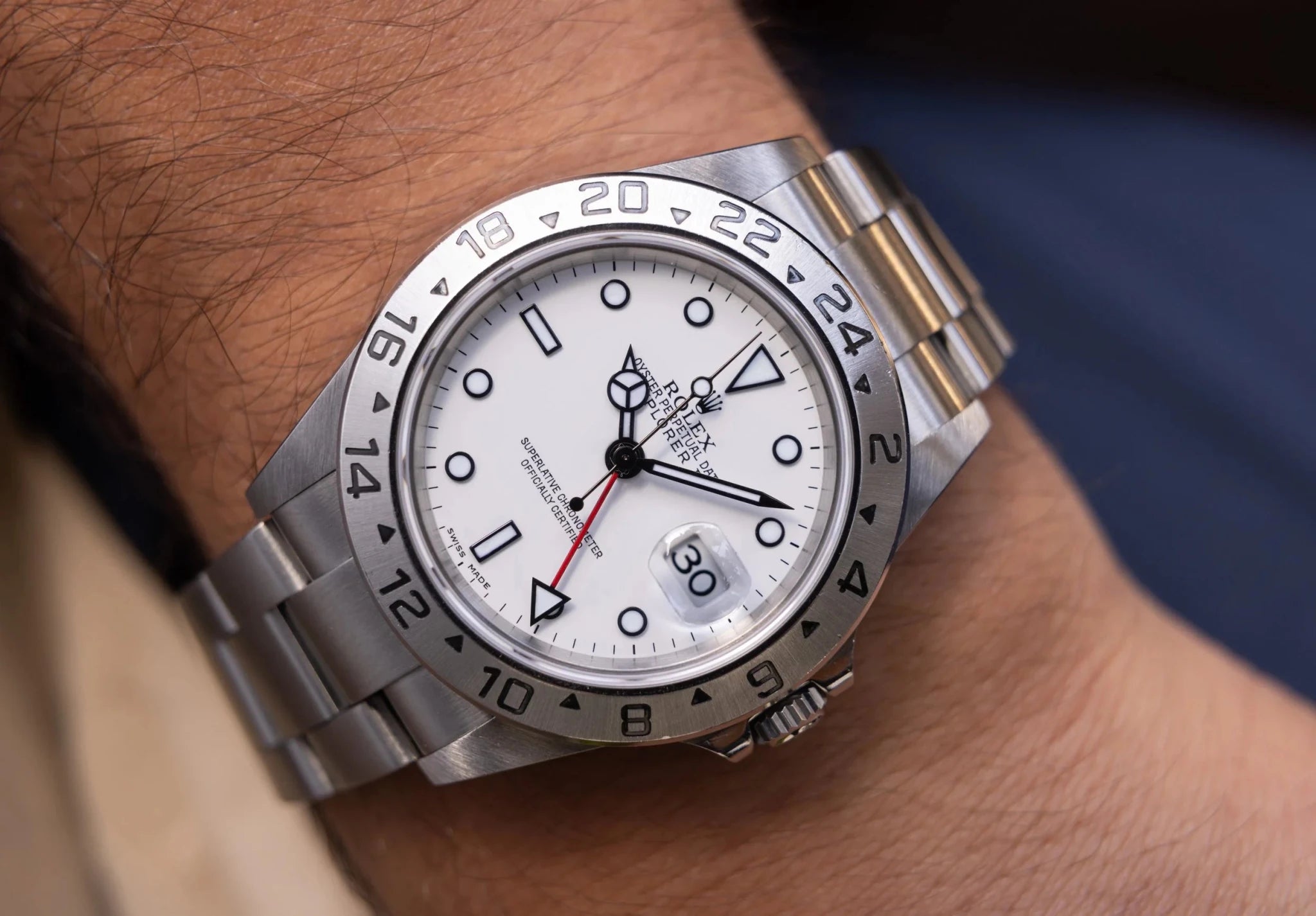 2005 Rolex Explorer II Ref. 16570 Polar | No-Holes Case - Sierra Time Co