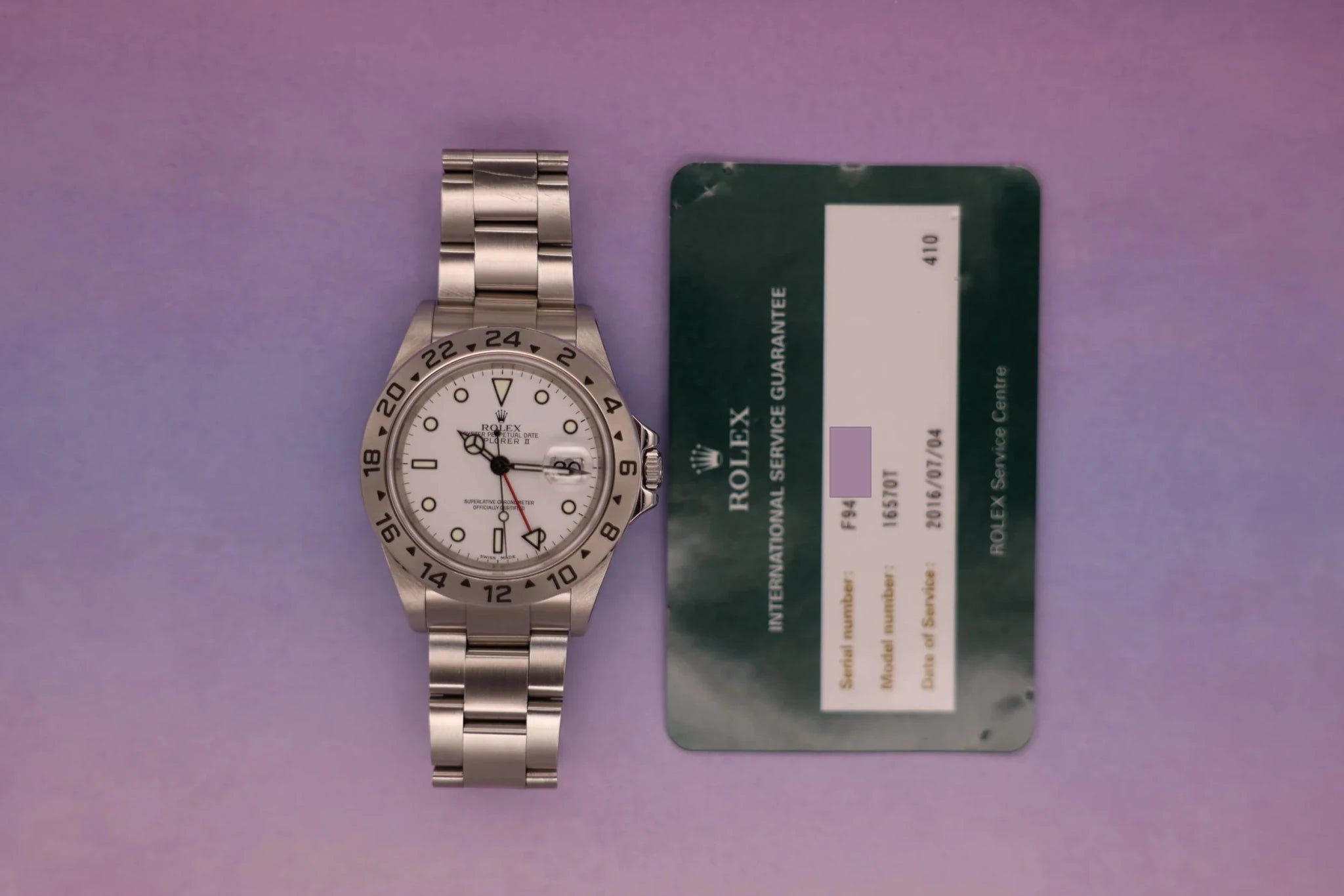 2005 Rolex Explorer II Ref. 16570 Polar | RSC Card - Sierra Time Co