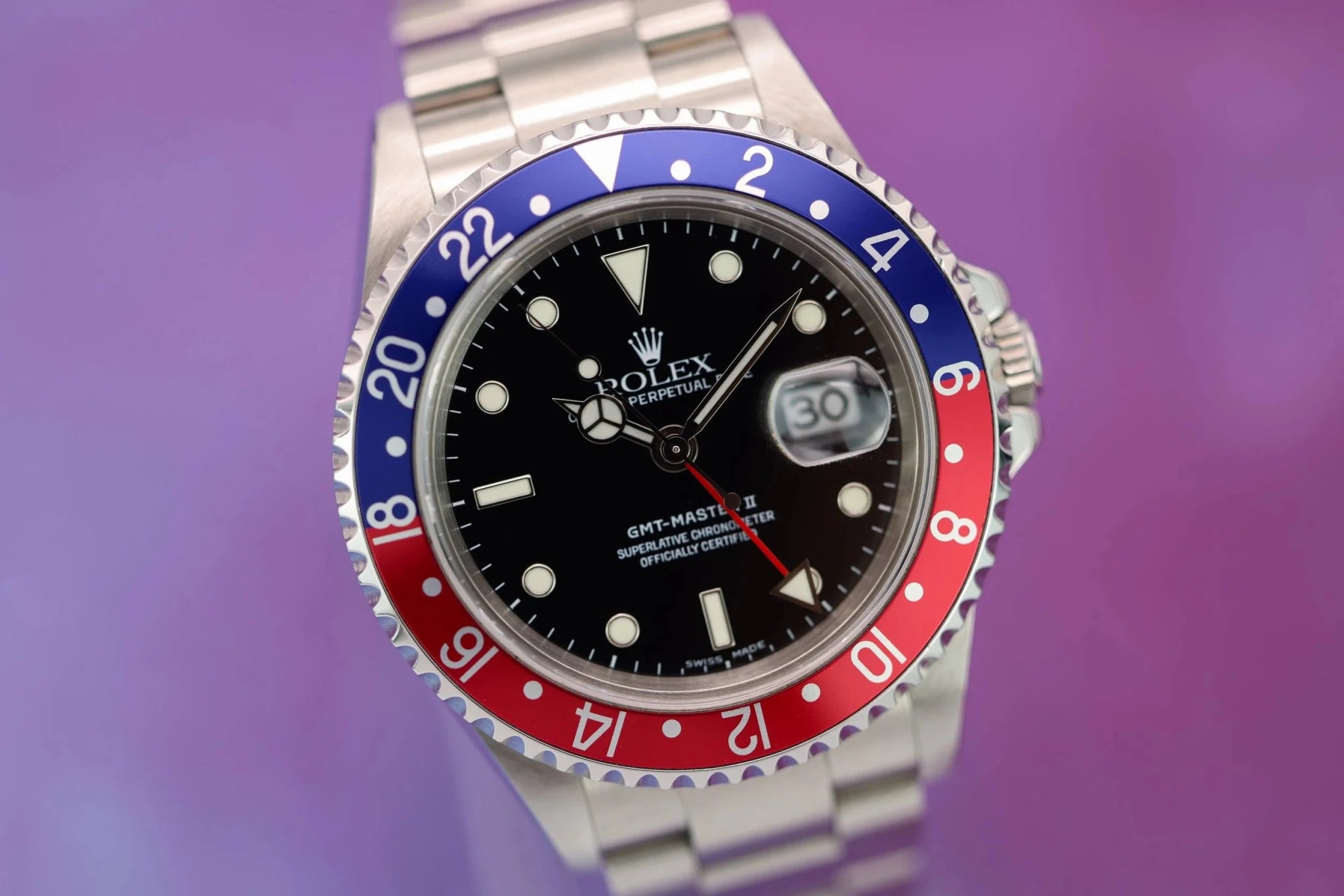 2005 Rolex GMT Master II Ref. 16710 Pepsi | No-Holes Case | Box and Papers - Sierra Time Co
