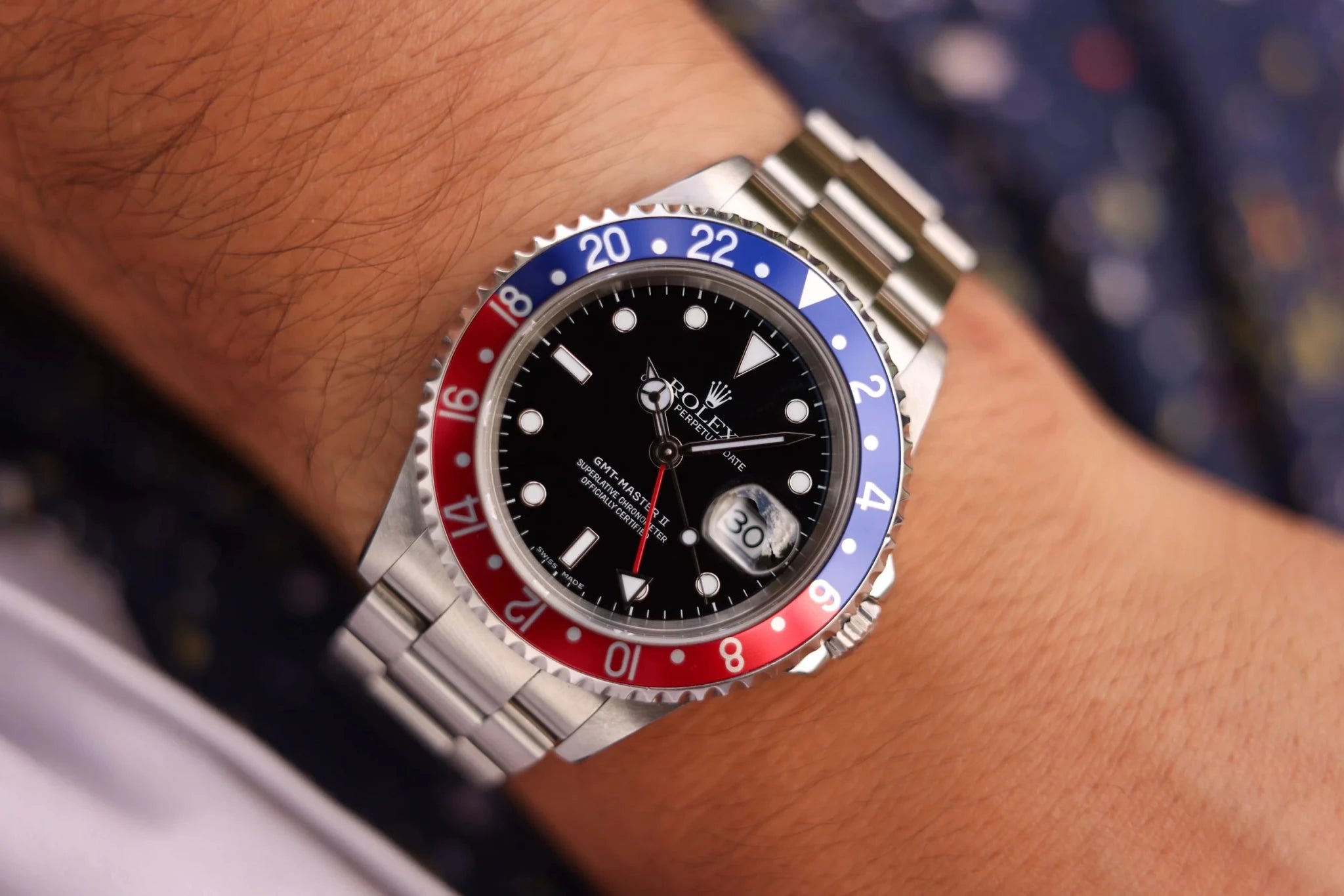 2005 Rolex GMT Master II Ref. 16710 Pepsi | No-Holes Case | Box and Papers - Sierra Time Co