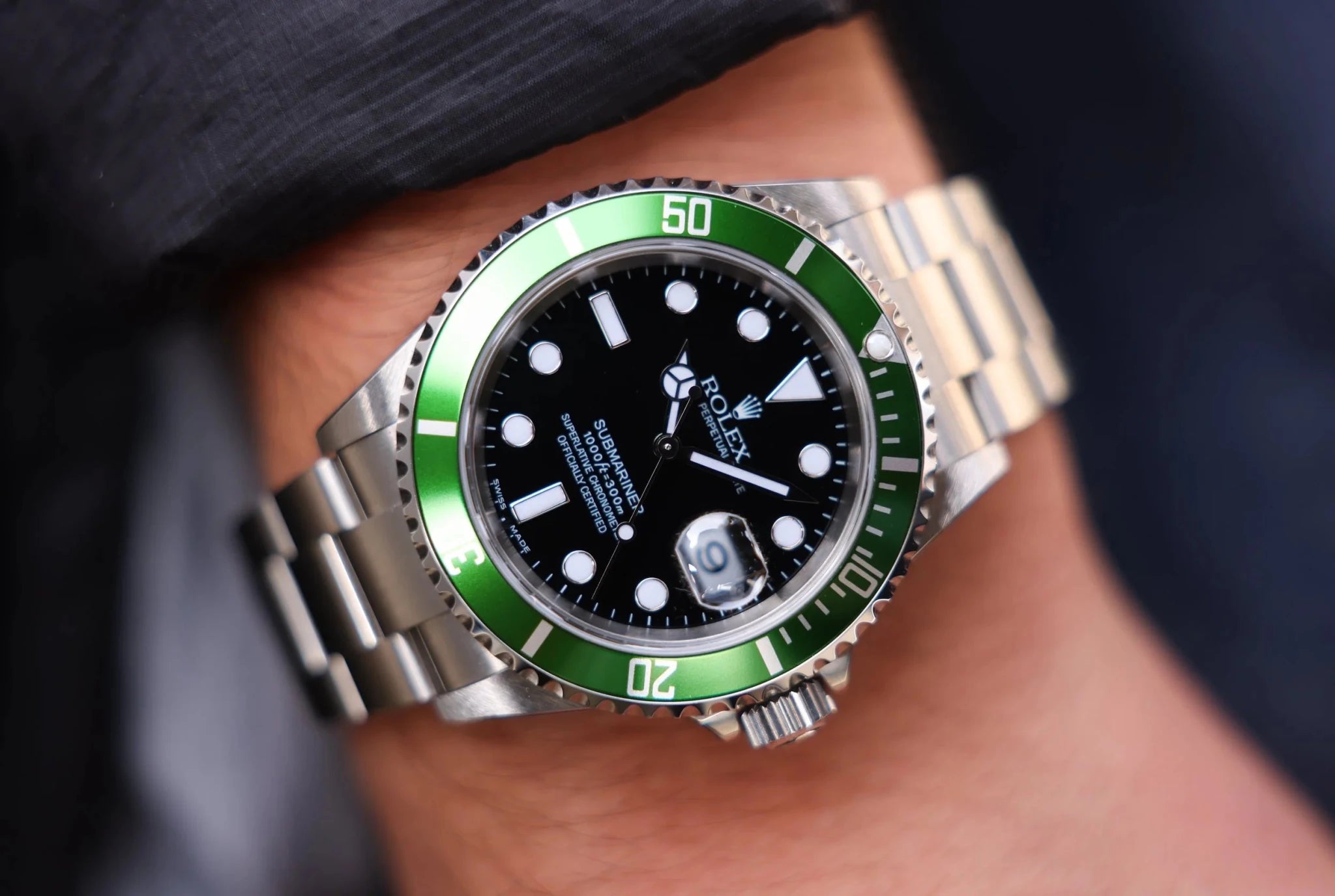 2005 Rolex Submariner Ref. 16610LV Kermit | NOS | Stickers | Box and Papers - Sierra Time Co