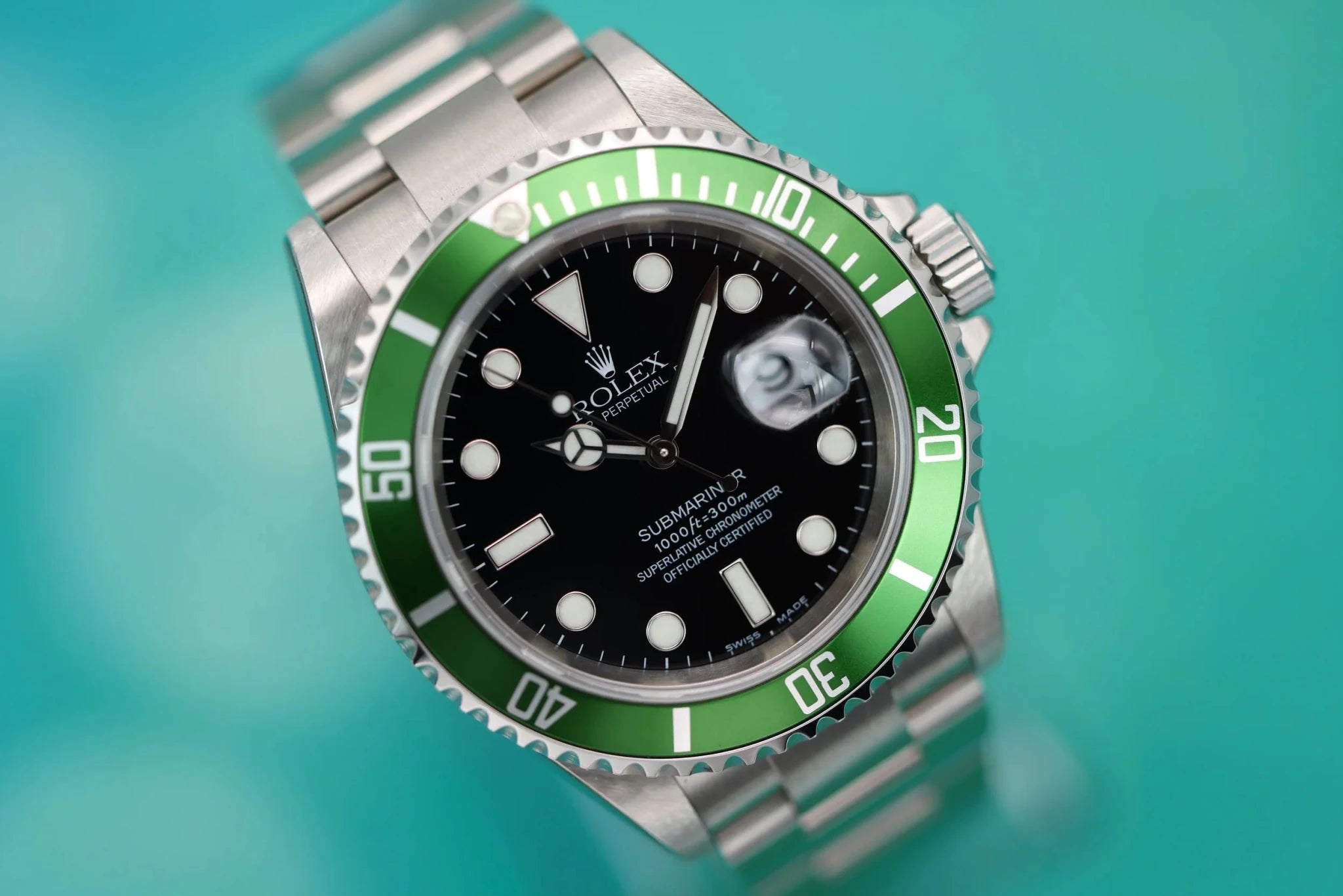 2005 Rolex Submariner Ref. 16610LV Kermit | NOS | Stickers | Box and Papers - Sierra Time Co