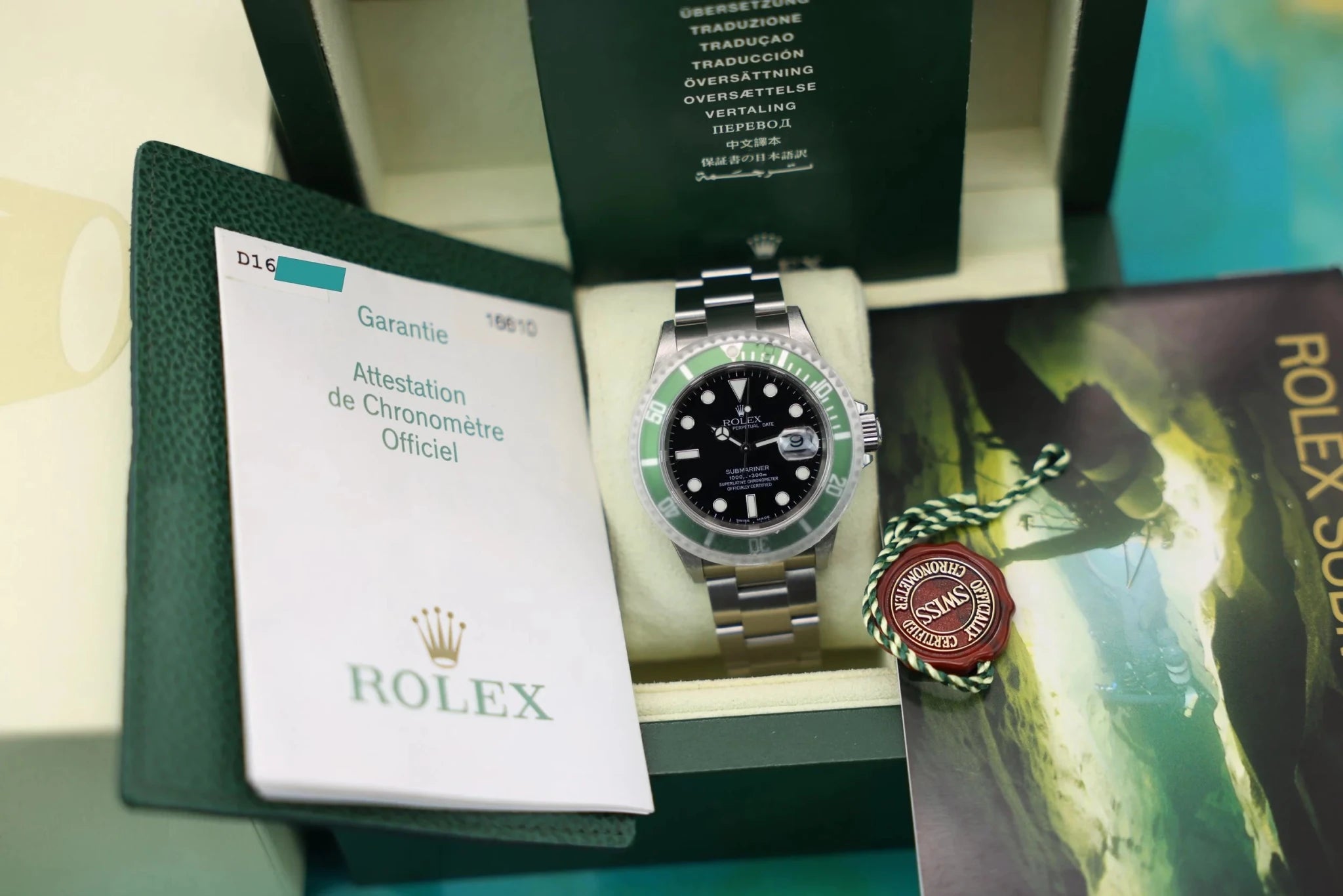 2005 Rolex Submariner Ref. 16610LV Kermit | NOS | Stickers | Box and Papers - Sierra Time Co