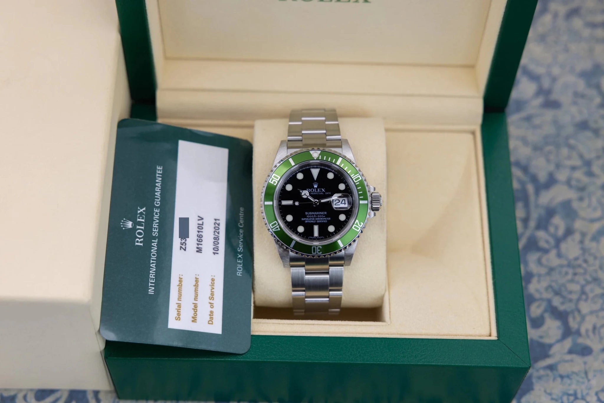 2006 Rolex Submariner Date Ref. 16610LV Kermit | 2019 RSC Card | Box - Sierra Time Co