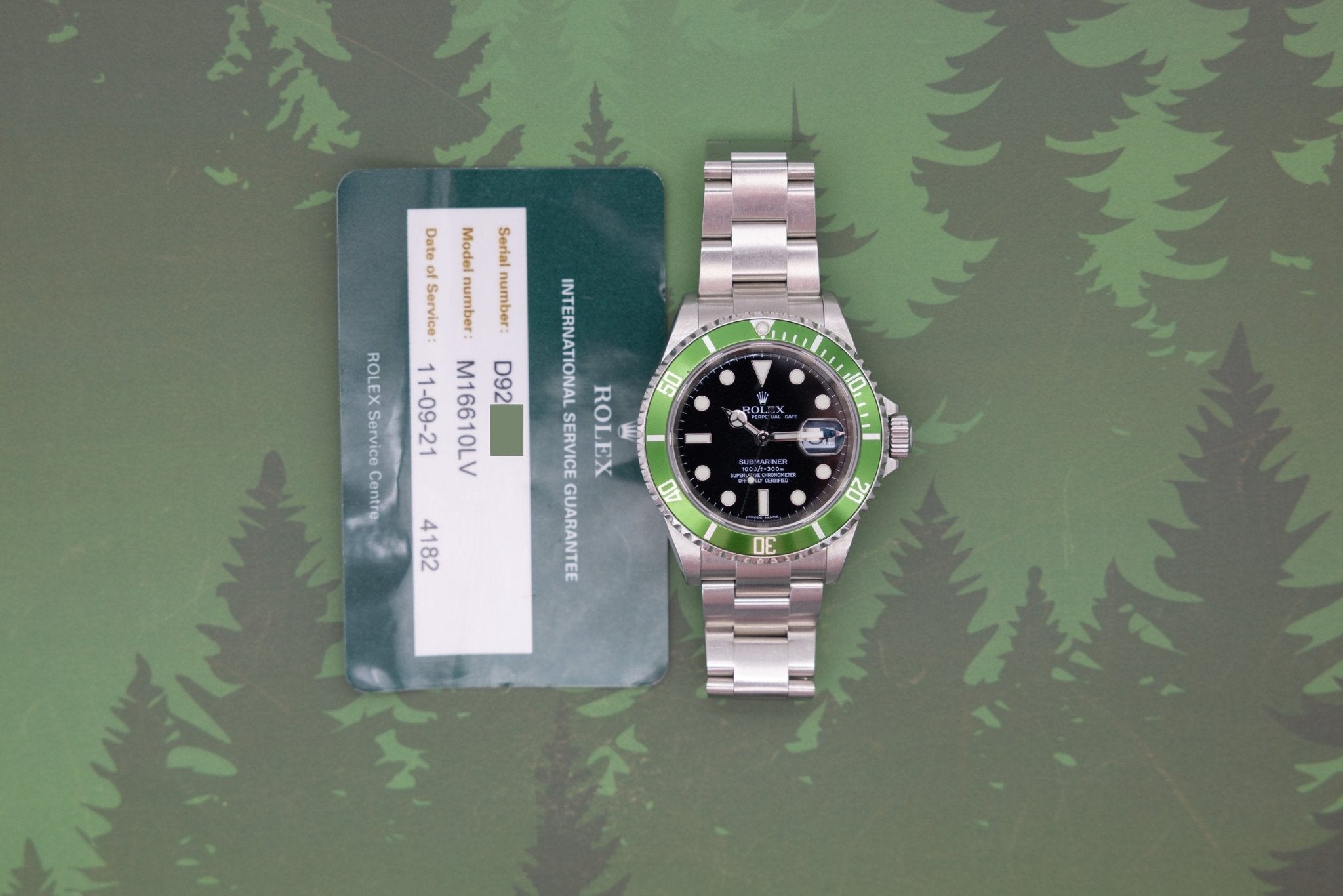 2006 Rolex Submariner Date Ref. 16610LV Kermit | 2021 RSC Card - Sierra Time Co