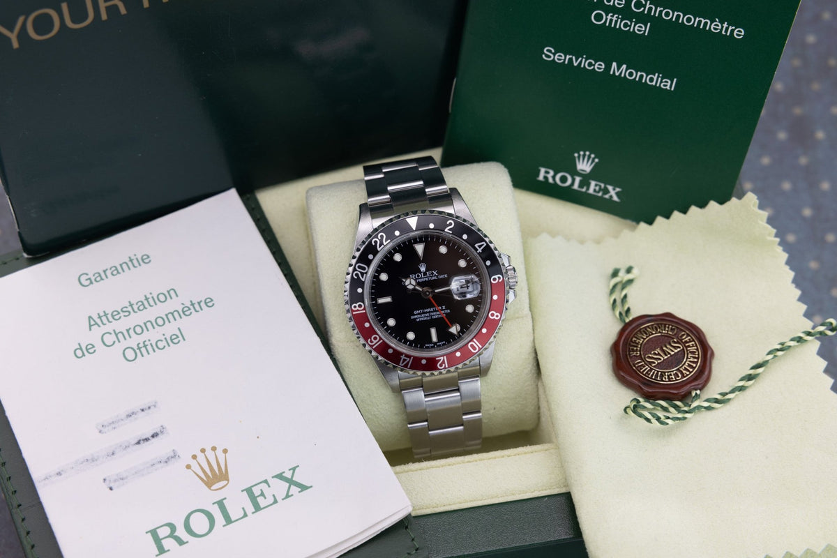 2007 Rolex GMT Master II Ref. 16710 Coke | No-Holes Case | Box and Papers - Sierra Time Co