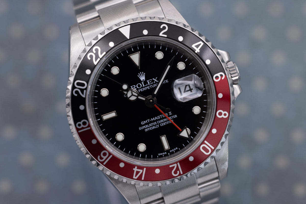 2007 Rolex GMT Master II Ref. 16710 Coke | No-Holes Case | Box and Papers - Sierra Time Co