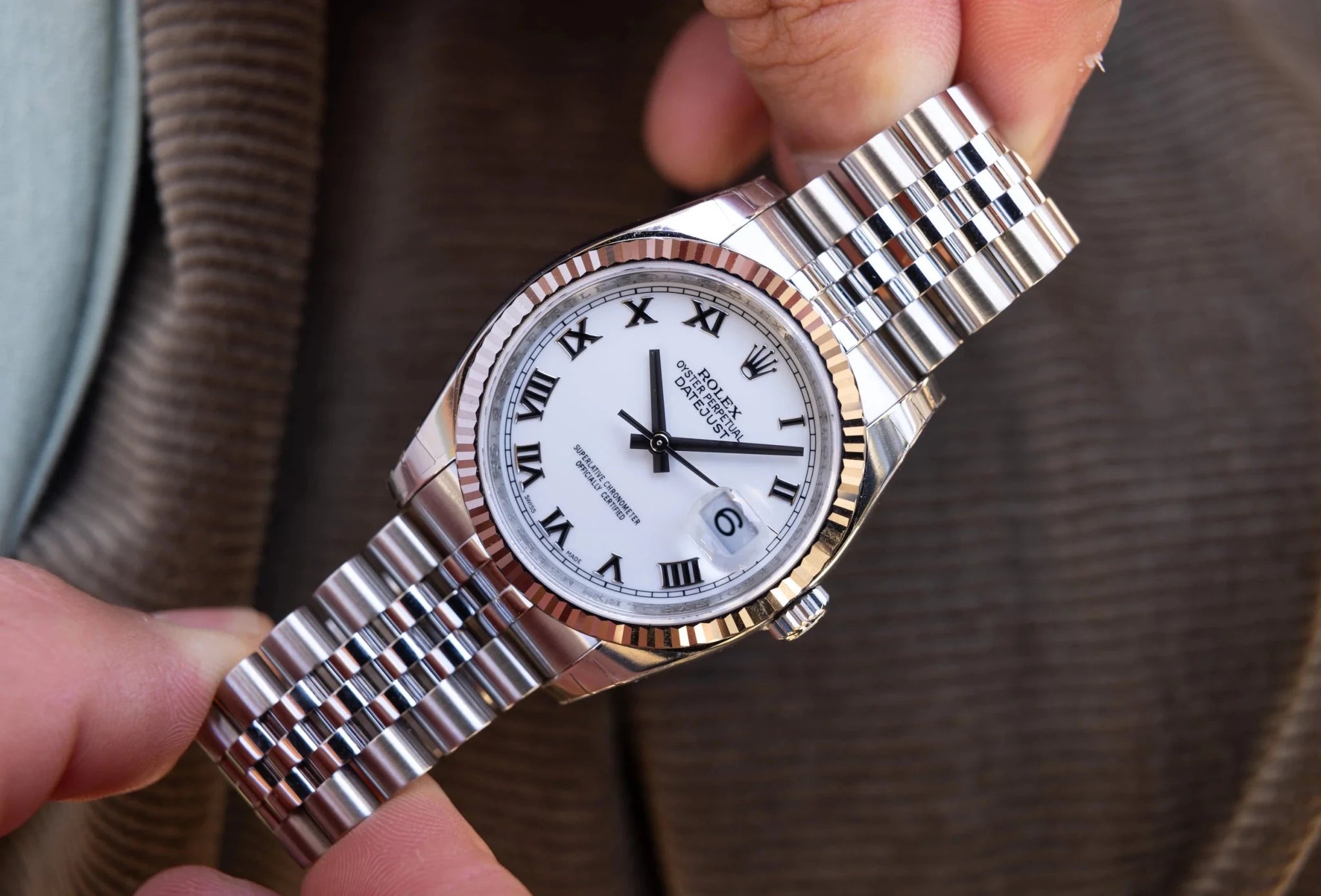 2008 Rolex Datejust Ref. 116234 | New Old Stock | White Roman Dial | Box and Papers - Sierra Time Co