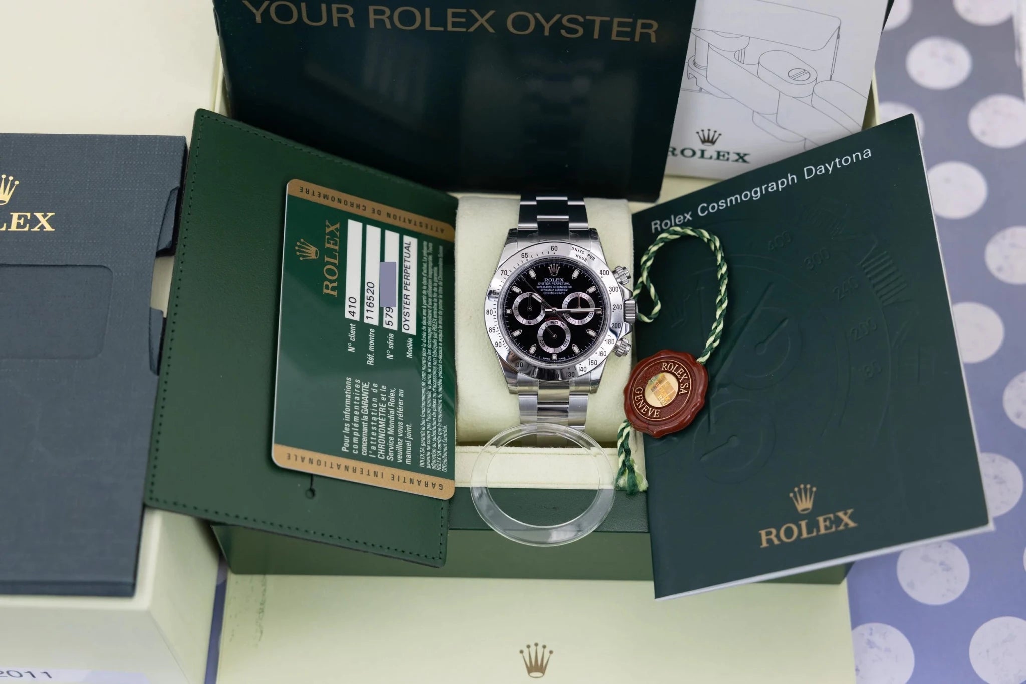 2011 Rolex Daytona Ref. 116520 | Black Dial | New Old Stock | Stickers | Box and Papers - Sierra Time Co