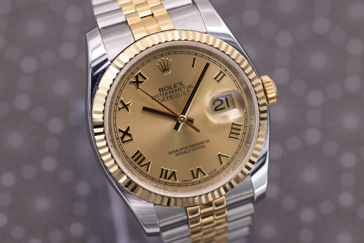 2012 Rolex Datejust Ref. 116233 | Champagne Roman Numeral Dial | Box and Papers - Sierra Time Co