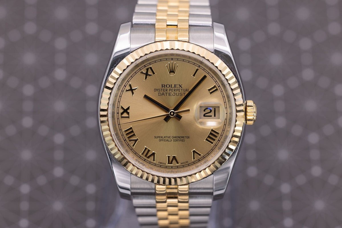 2012 Rolex Datejust Ref. 116233 | Champagne Roman Numeral Dial | Box and Papers - Sierra Time Co