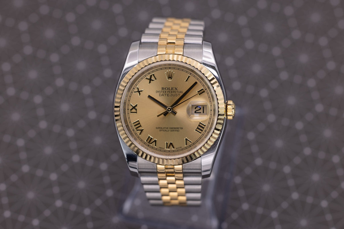 2012 Rolex Datejust Ref. 116233 | Champagne Roman Numeral Dial | Box and Papers - Sierra Time Co