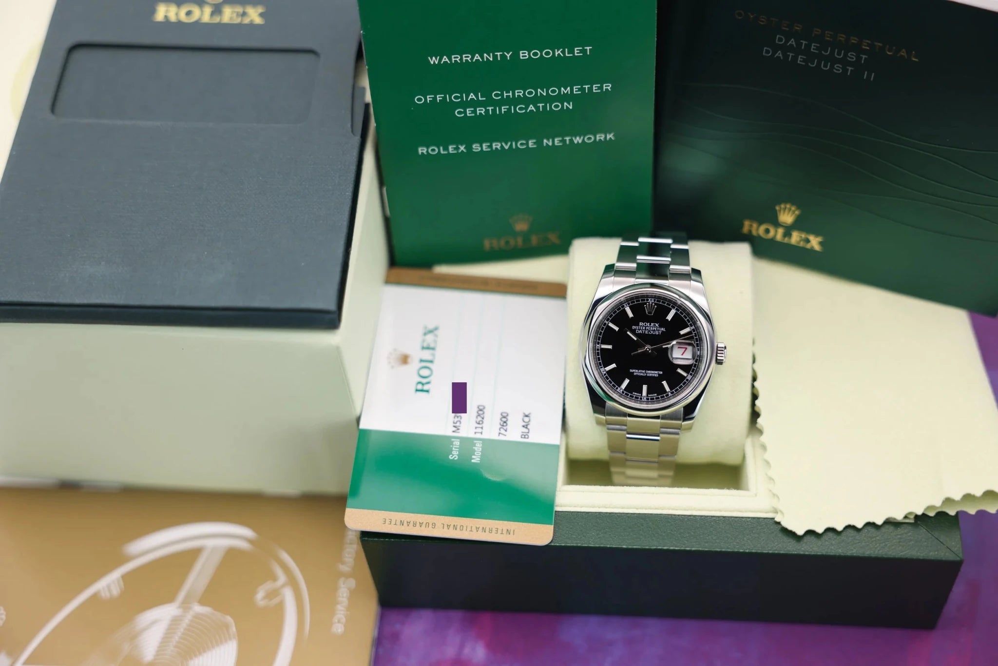 2014 Rolex Datejust Ref. 116200 | Black Roulette Dial | Box and Papers - Sierra Time Co