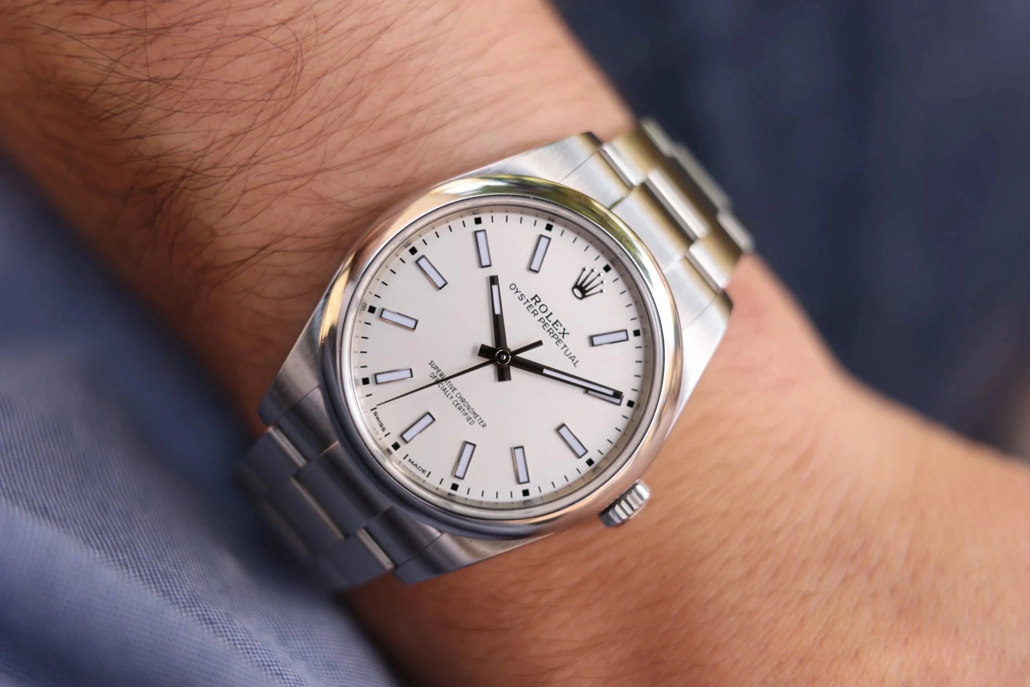2018 Rolex Oyster Perpetual Ref. 114300 | White Dial | Box and Papers - Sierra Time Co