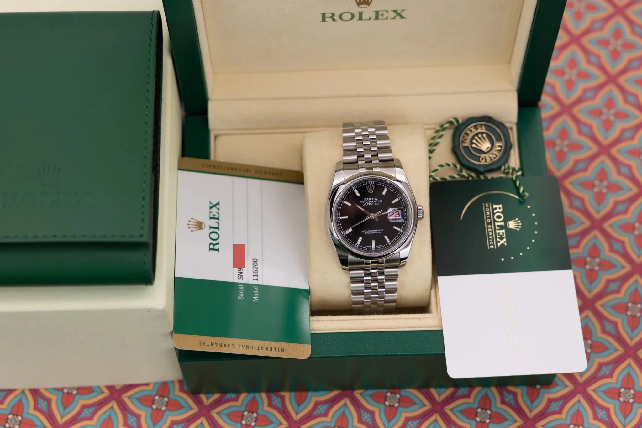 2019 Rolex Datejust Ref. 116200 | Black Roulette Dial | 2025 Rolex Service | Box and Papers - Sierra Time Co