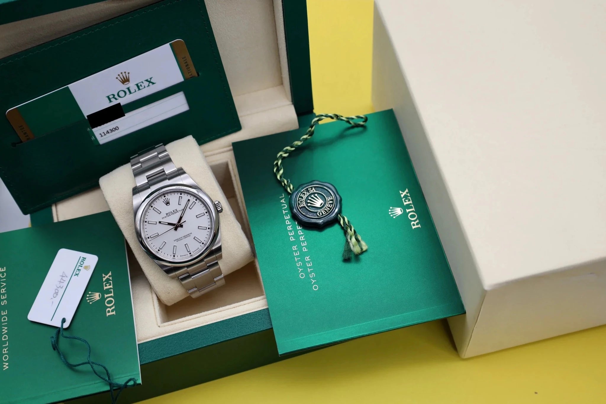 2019 Rolex Oyster Perpetual Ref. 114300 White Dial | Full Set - Sierra Time Co