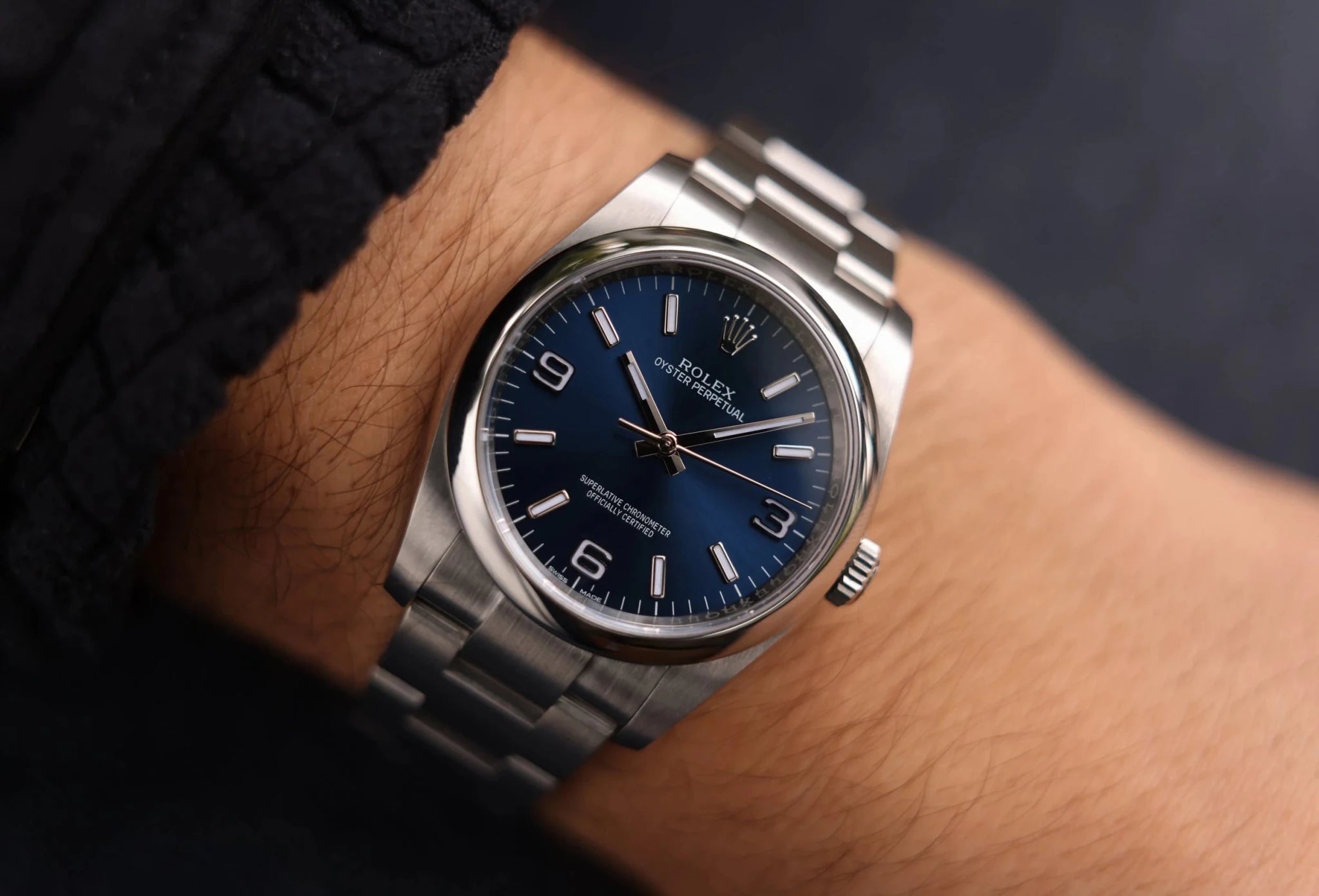 2019 Rolex Oyster Perpetual Ref. 116000 | Blue 3-6-9 Dial | Card - Sierra Time Co