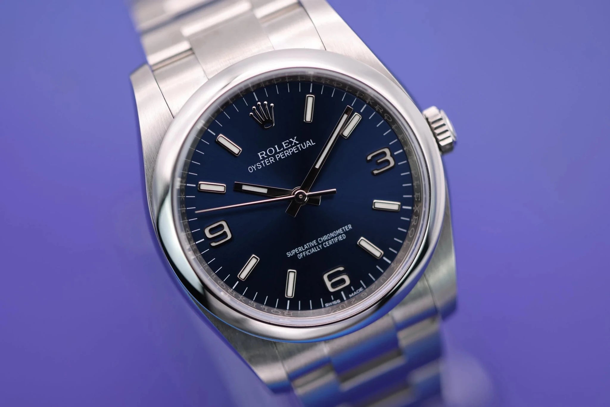 2019 Rolex Oyster Perpetual Ref. 116000 | Blue 3-6-9 Dial | Card - Sierra Time Co