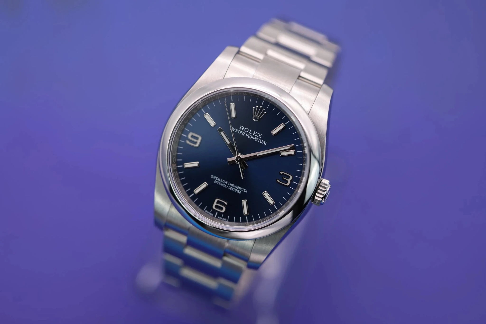 2019 Rolex Oyster Perpetual Ref. 116000 | Blue 3-6-9 Dial | Card - Sierra Time Co