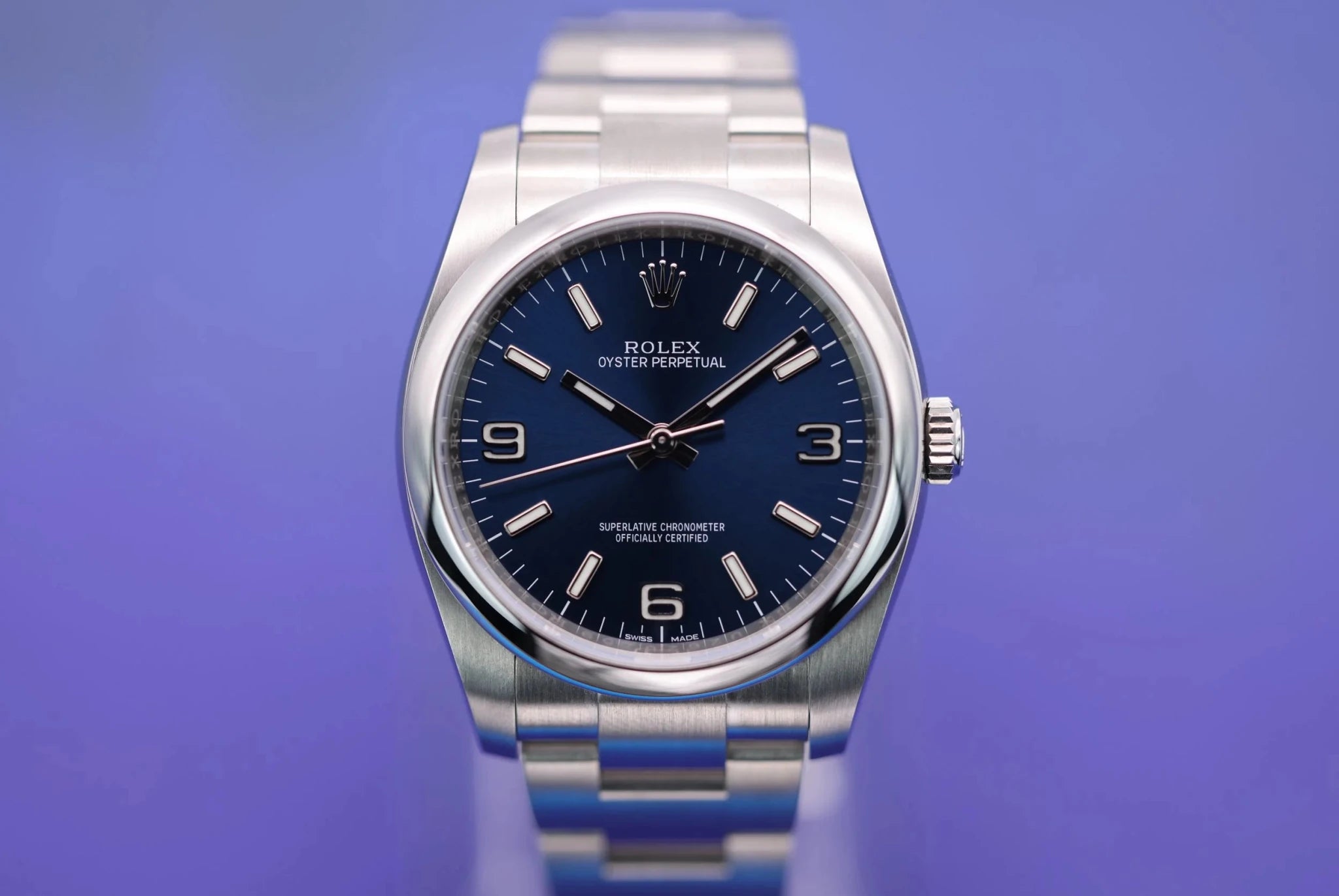 2019 Rolex Oyster Perpetual Ref. 116000 | Blue 3-6-9 Dial | Card - Sierra Time Co