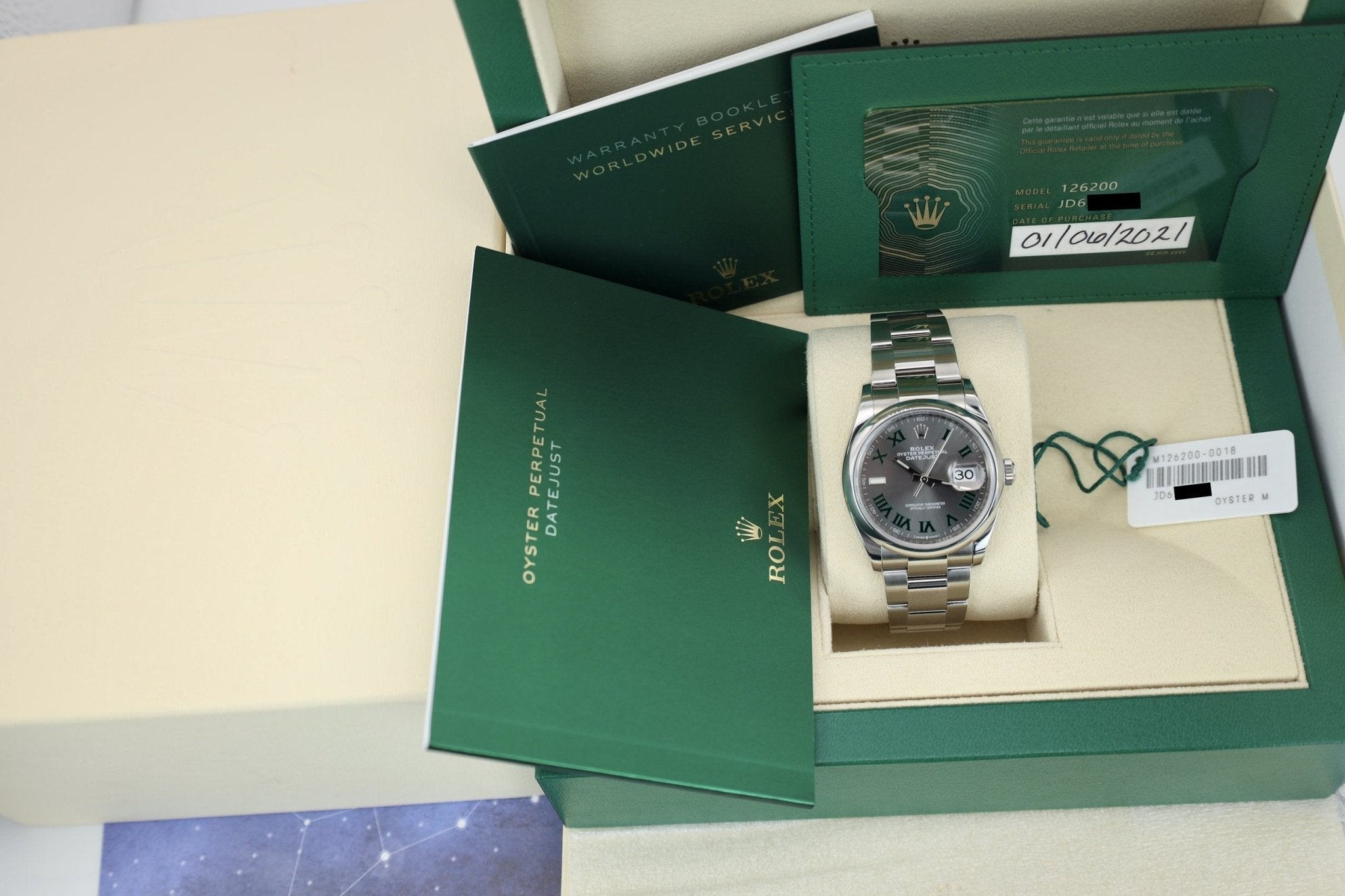 2021 Rolex Datejust Ref. 126200 Wimbledon Dial | Full Set - Sierra Time Co