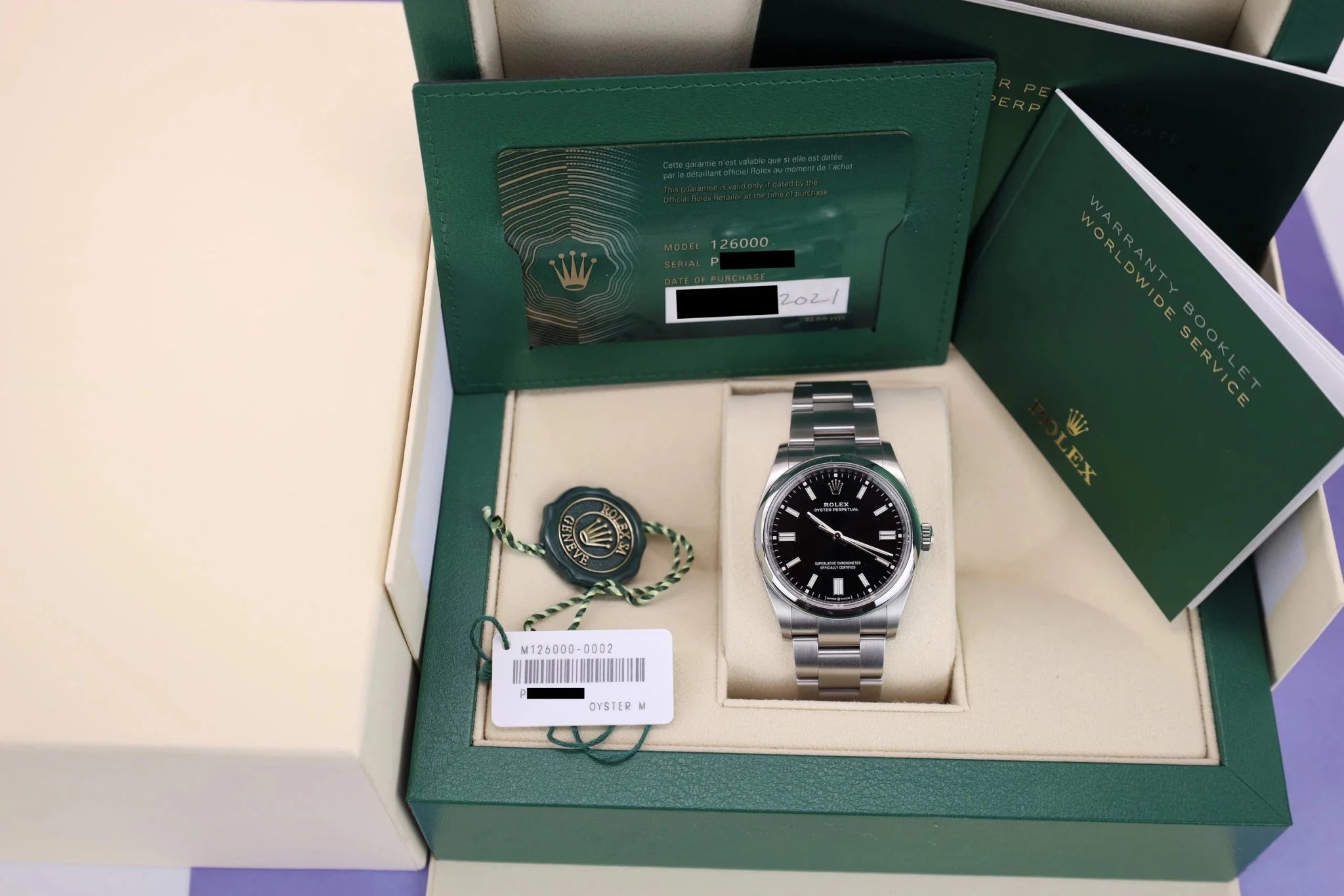 2021 Rolex Oyster Perpetual Ref. 126000 | Black Dial | Full Set - Sierra Time Co