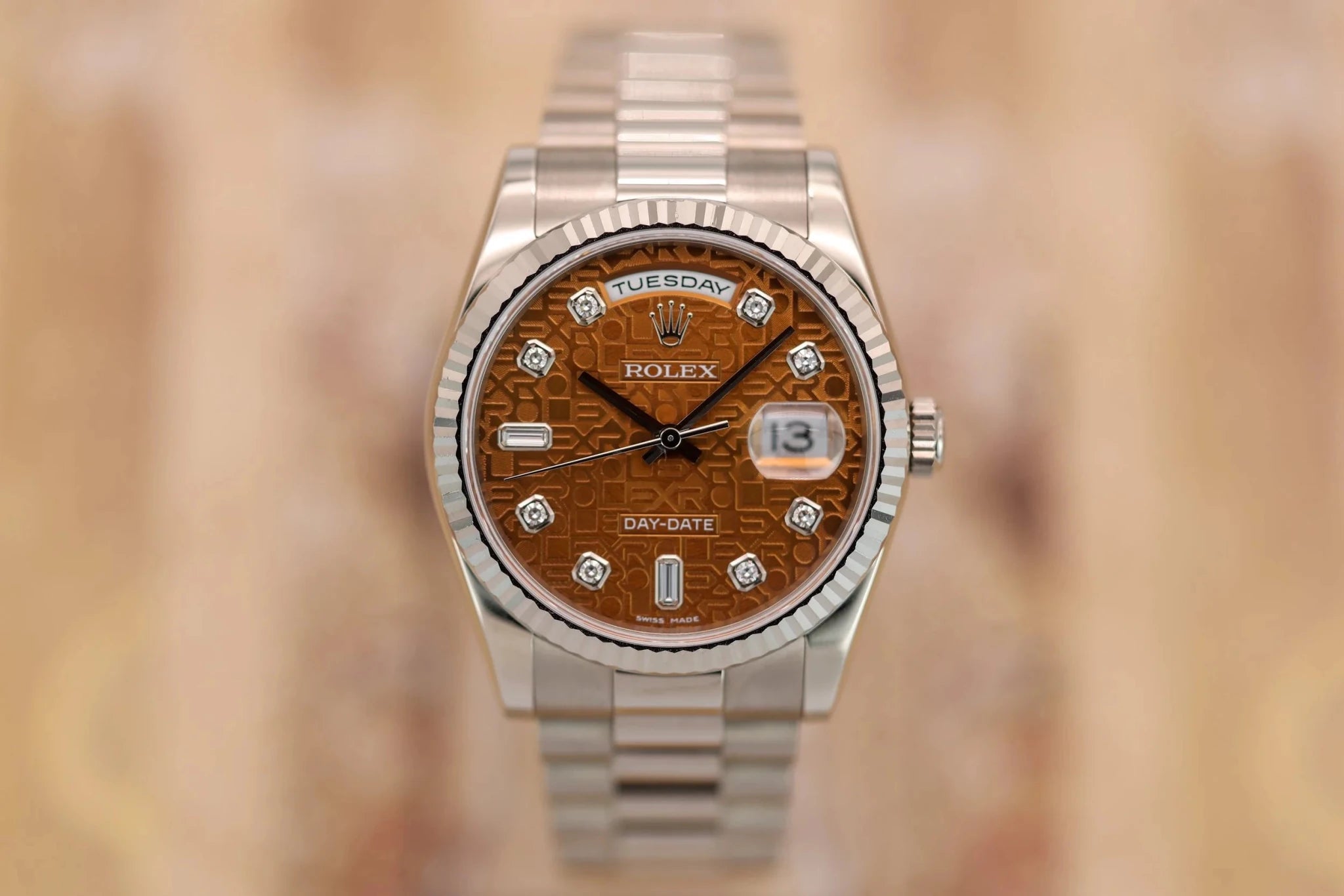 2022 Rolex Day-Date Ref. 118239 | Copper Diamond Dial | New Old Stock | Box and Papers - Sierra Time Co