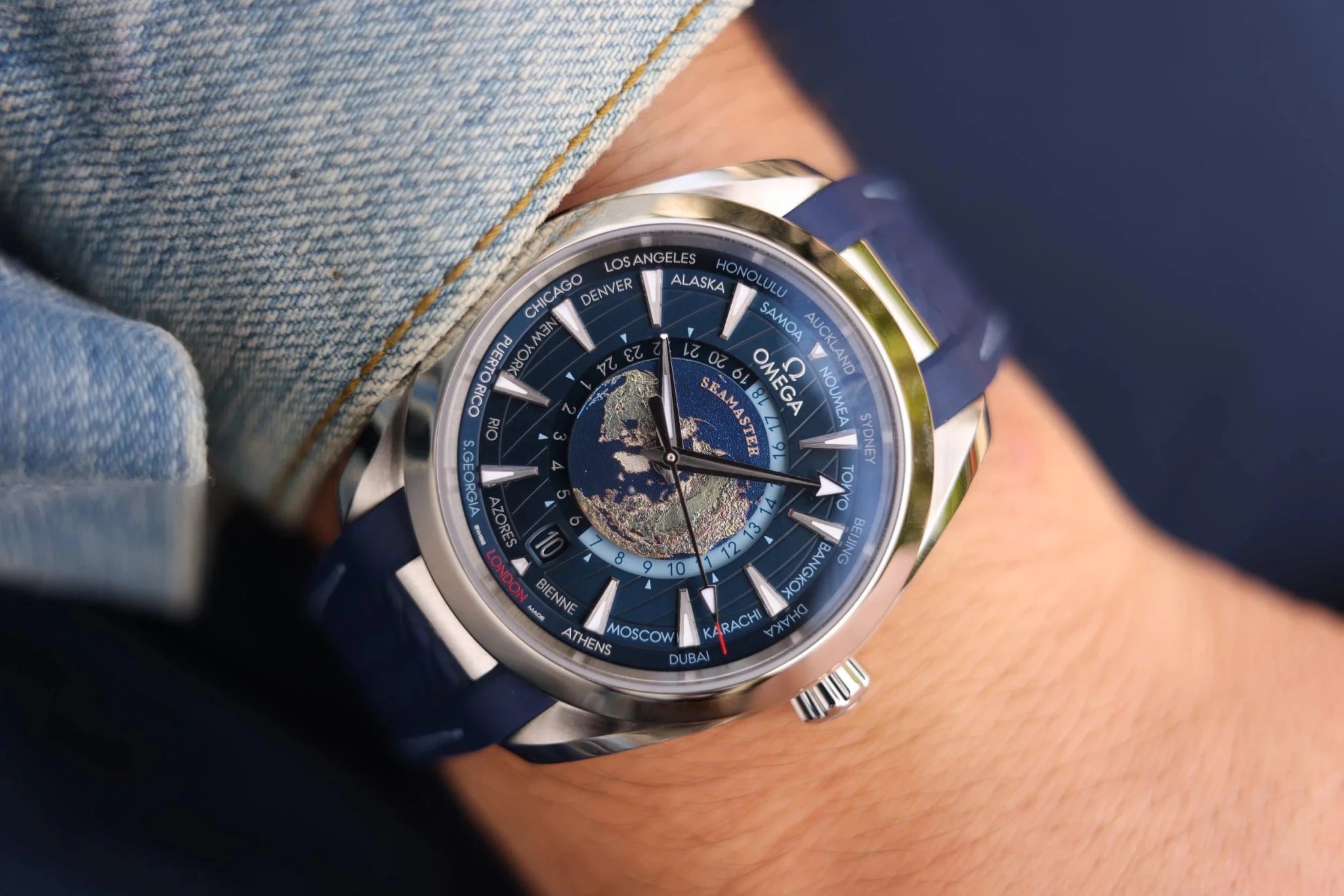 2023 OMEGA Seamaster Aqua Terra 150M | GMT Worldtimer Edition | Full Set - Sierra Time Co