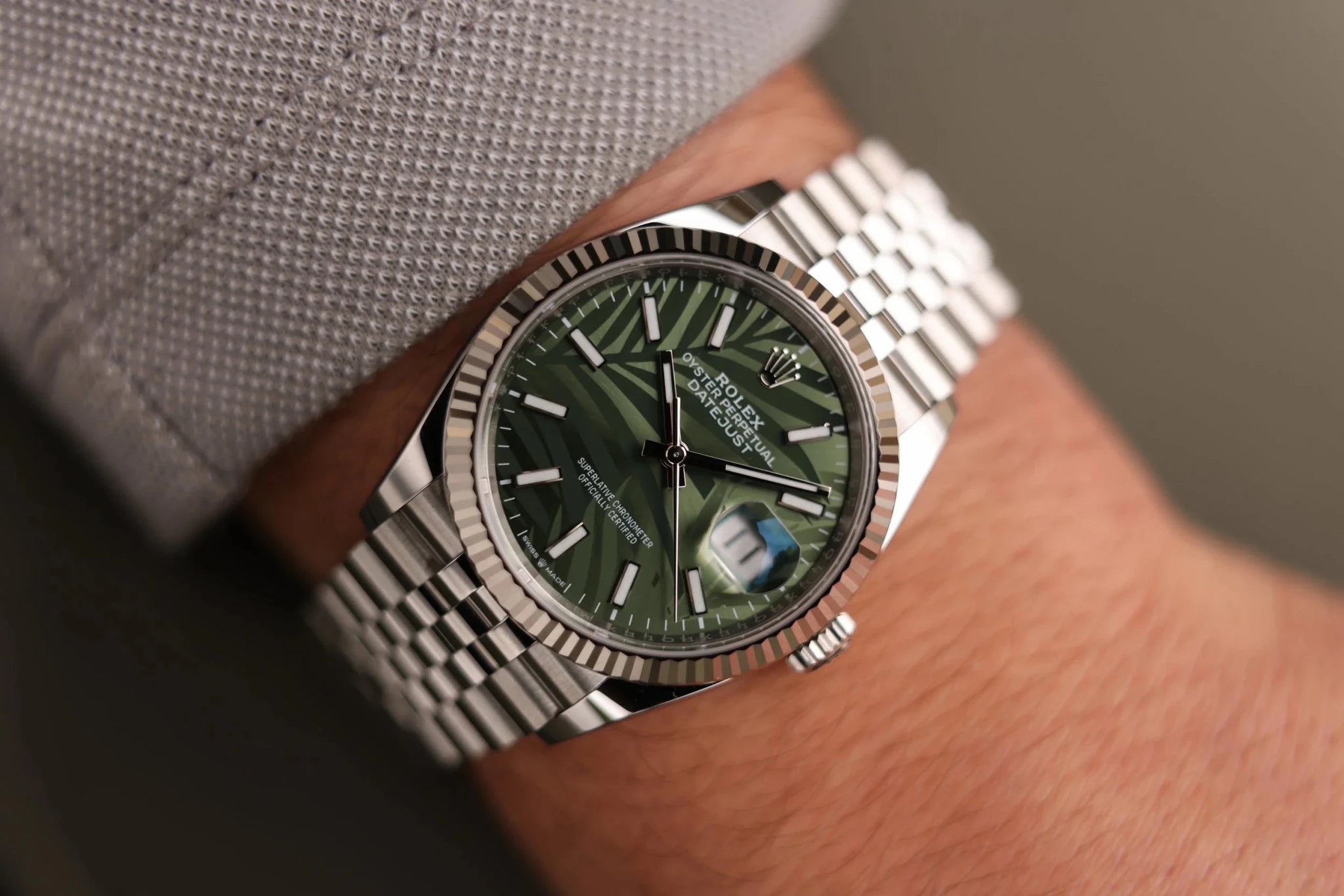 2023 Rolex Datejust Ref. 126234 | Palm Dial | Box and Papers - Sierra Time Co