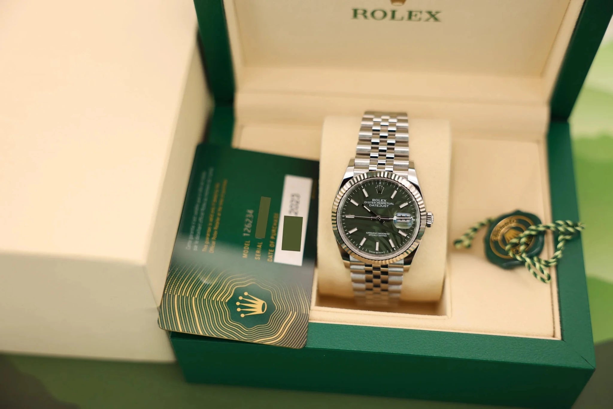 2023 Rolex Datejust Ref. 126234 | Palm Dial | Box and Papers - Sierra Time Co