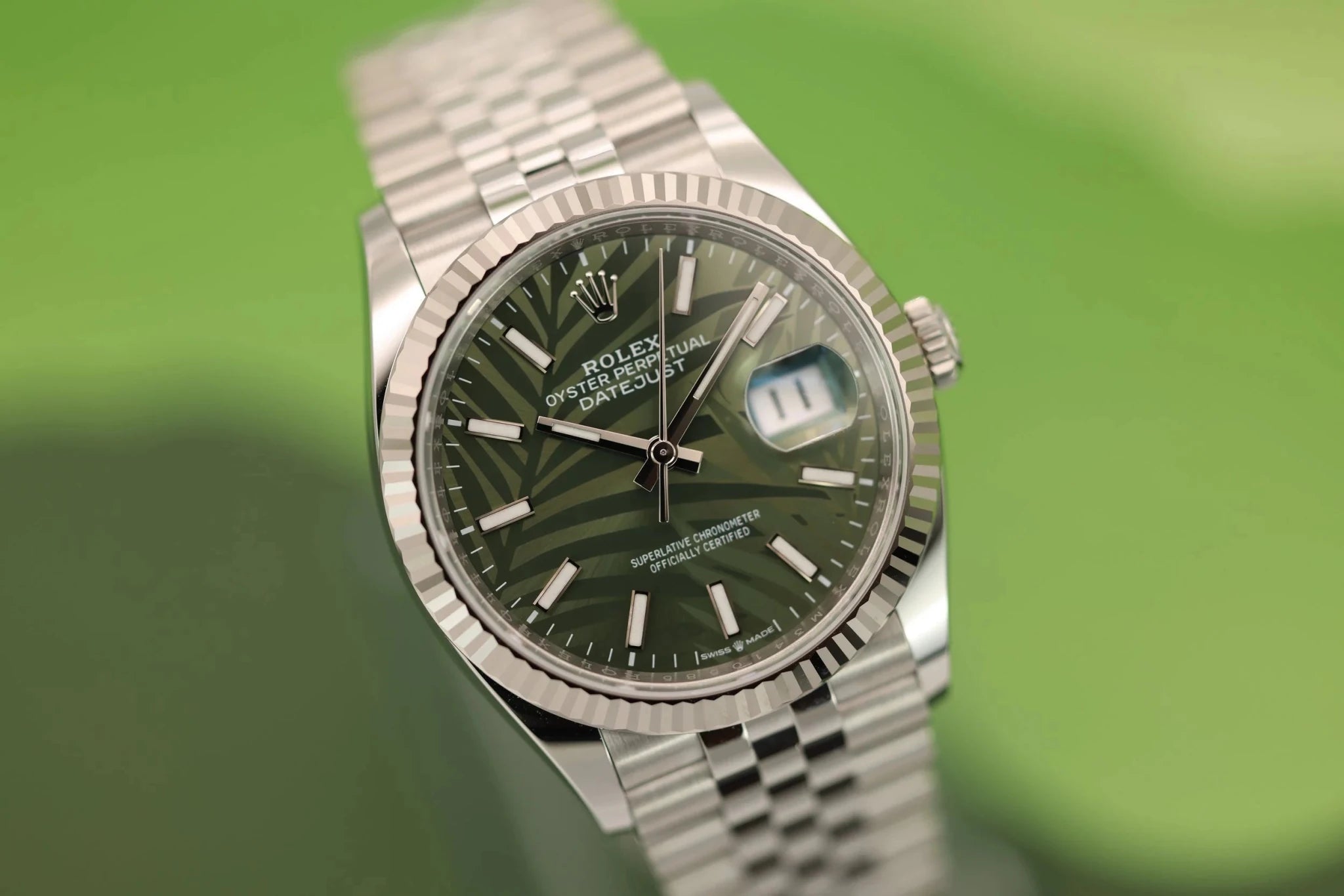 2023 Rolex Datejust Ref. 126234 | Palm Dial | Box and Papers - Sierra Time Co
