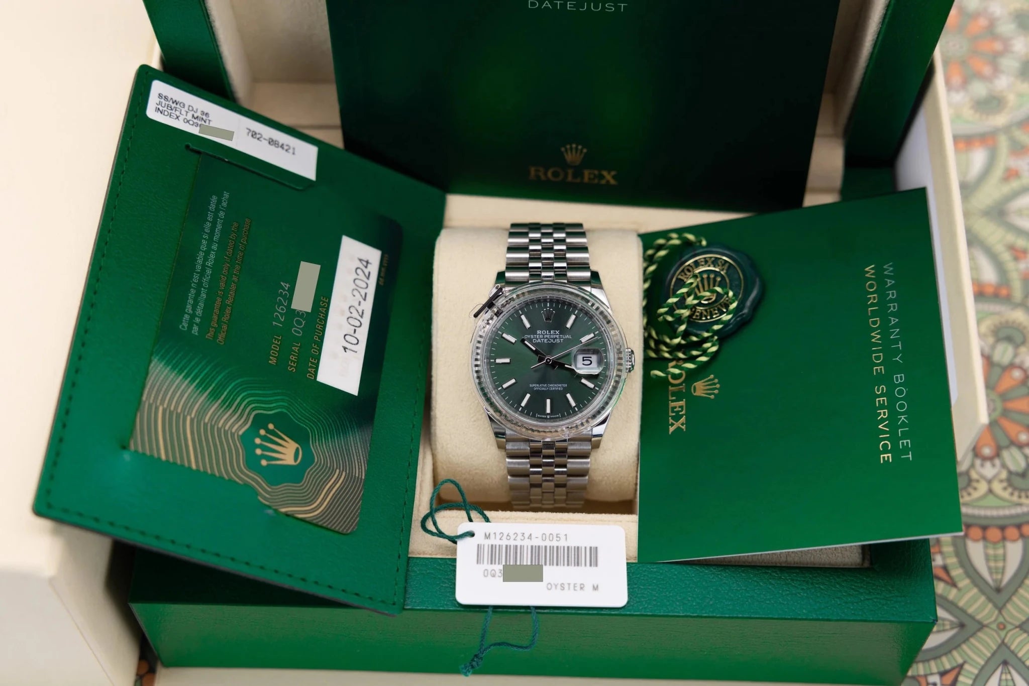 2024 Rolex Datejust Ref. 126234 | Mint Green Dial | Full Set - Sierra Time Co