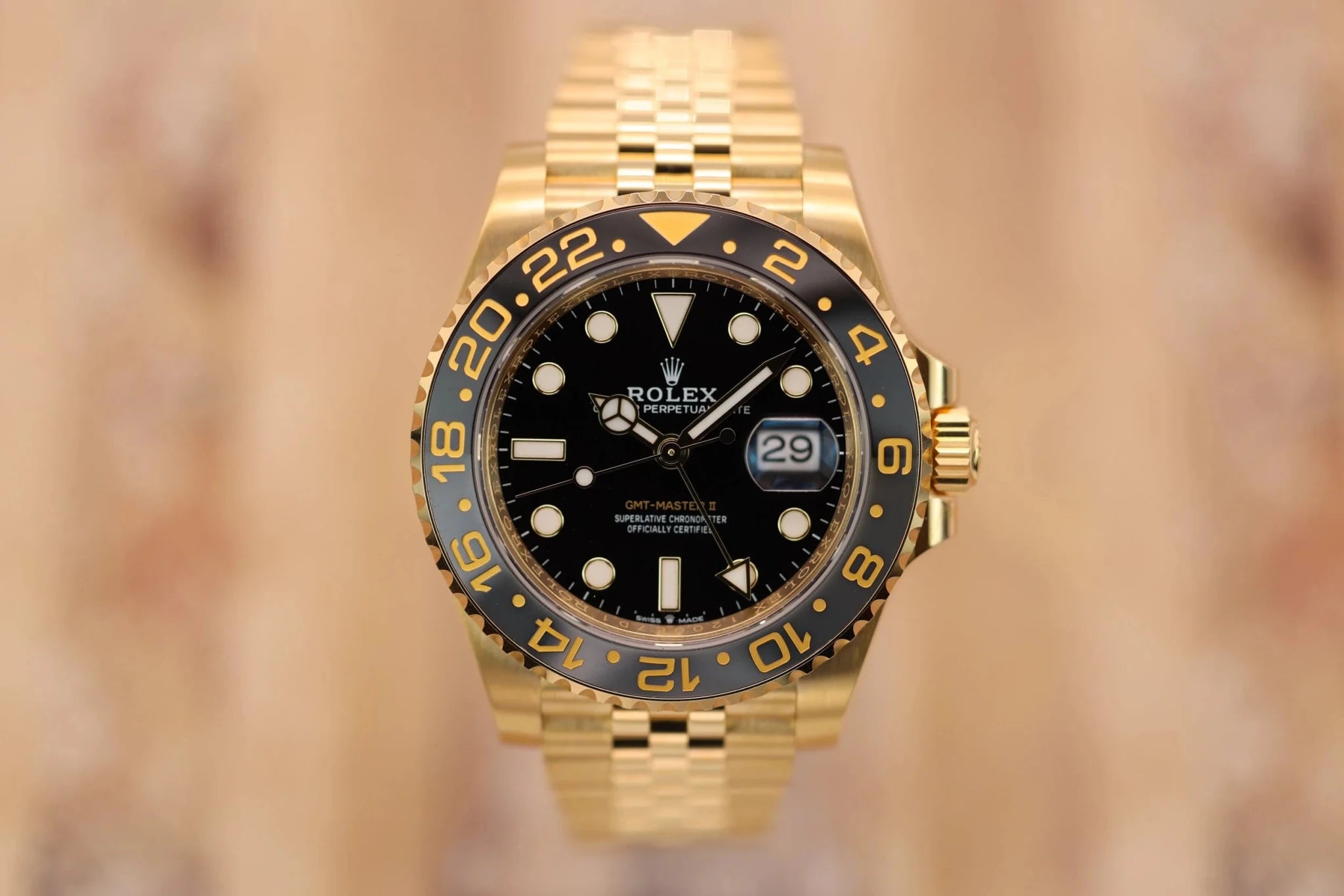 2024 Rolex GMT Master II Ref. 126718GRNR | 18K Yellow Gold | Card - Sierra Time Co