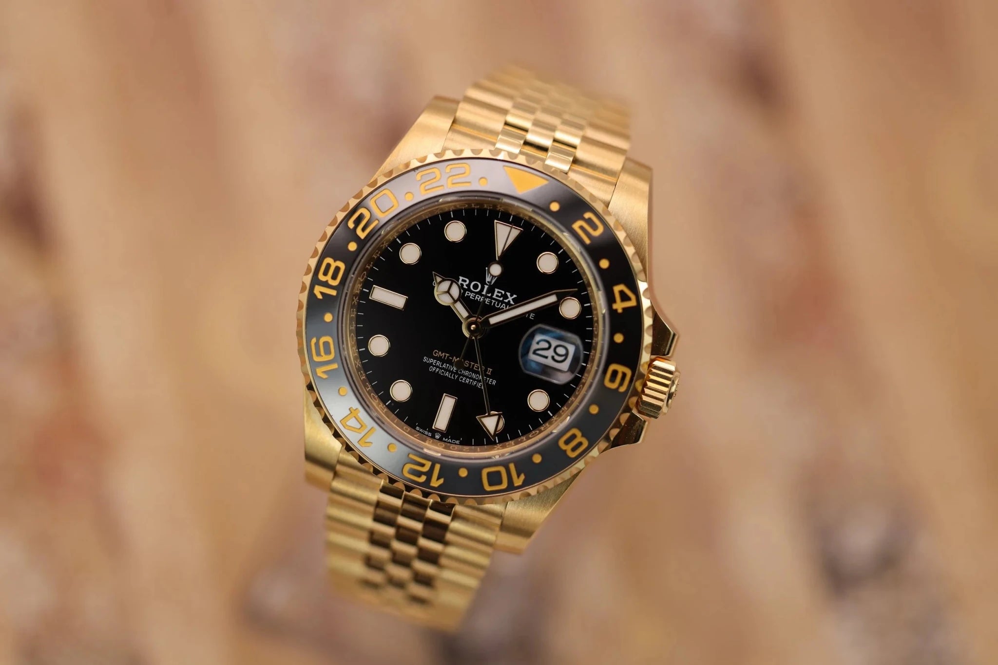 2024 Rolex GMT Master II Ref. 126718GRNR | 18K Yellow Gold | Card - Sierra Time Co