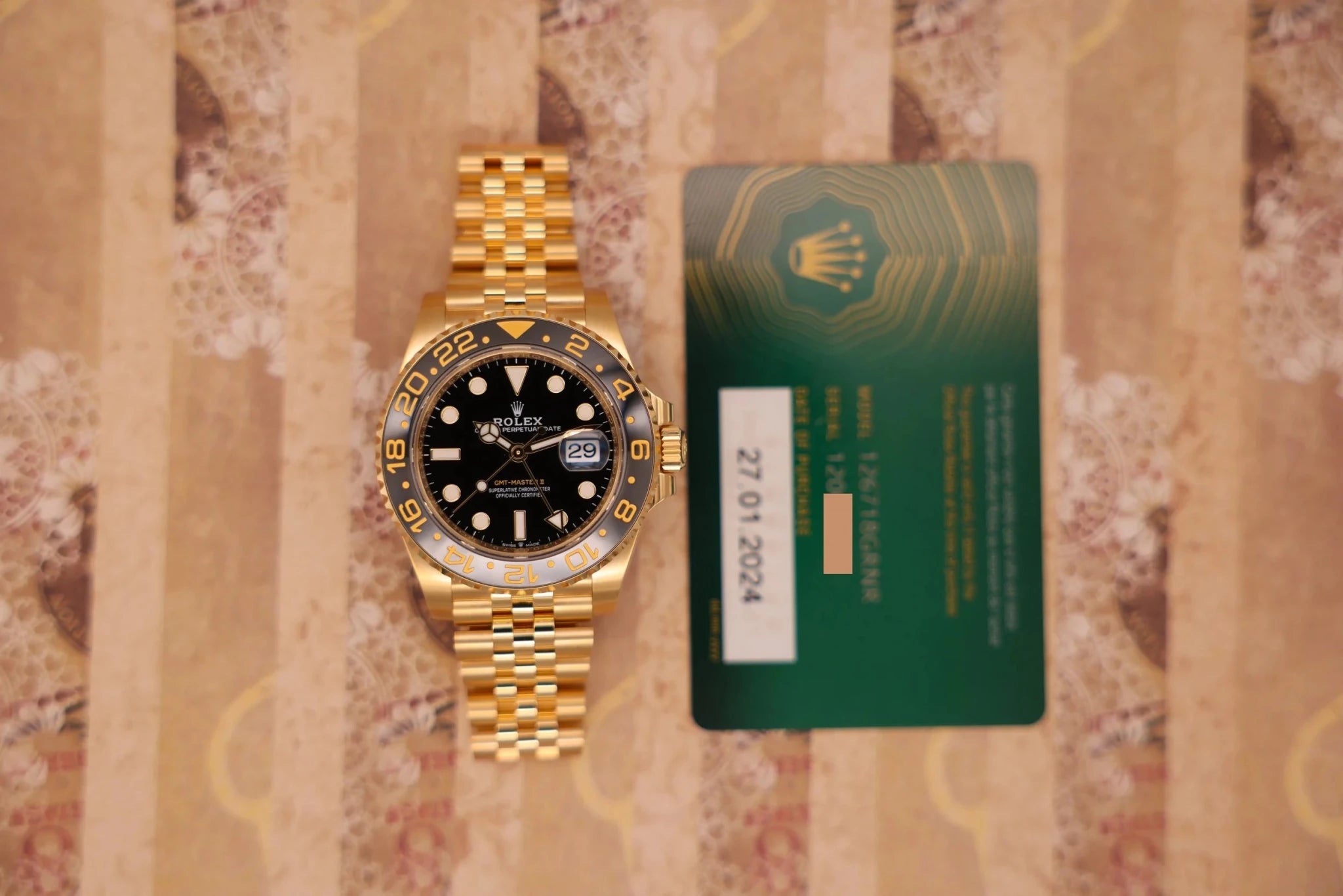 2024 Rolex GMT Master II Ref. 126718GRNR | 18K Yellow Gold | Card - Sierra Time Co