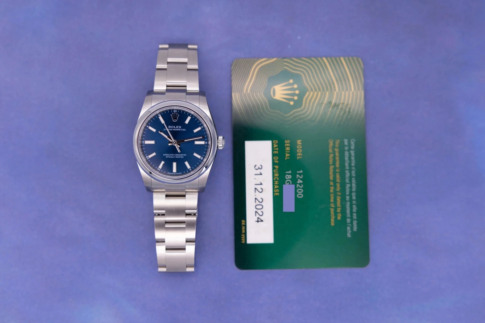 2024 Rolex Oyster Perpetual Ref. 124200 | Blue Dial | Card - Sierra Time Co