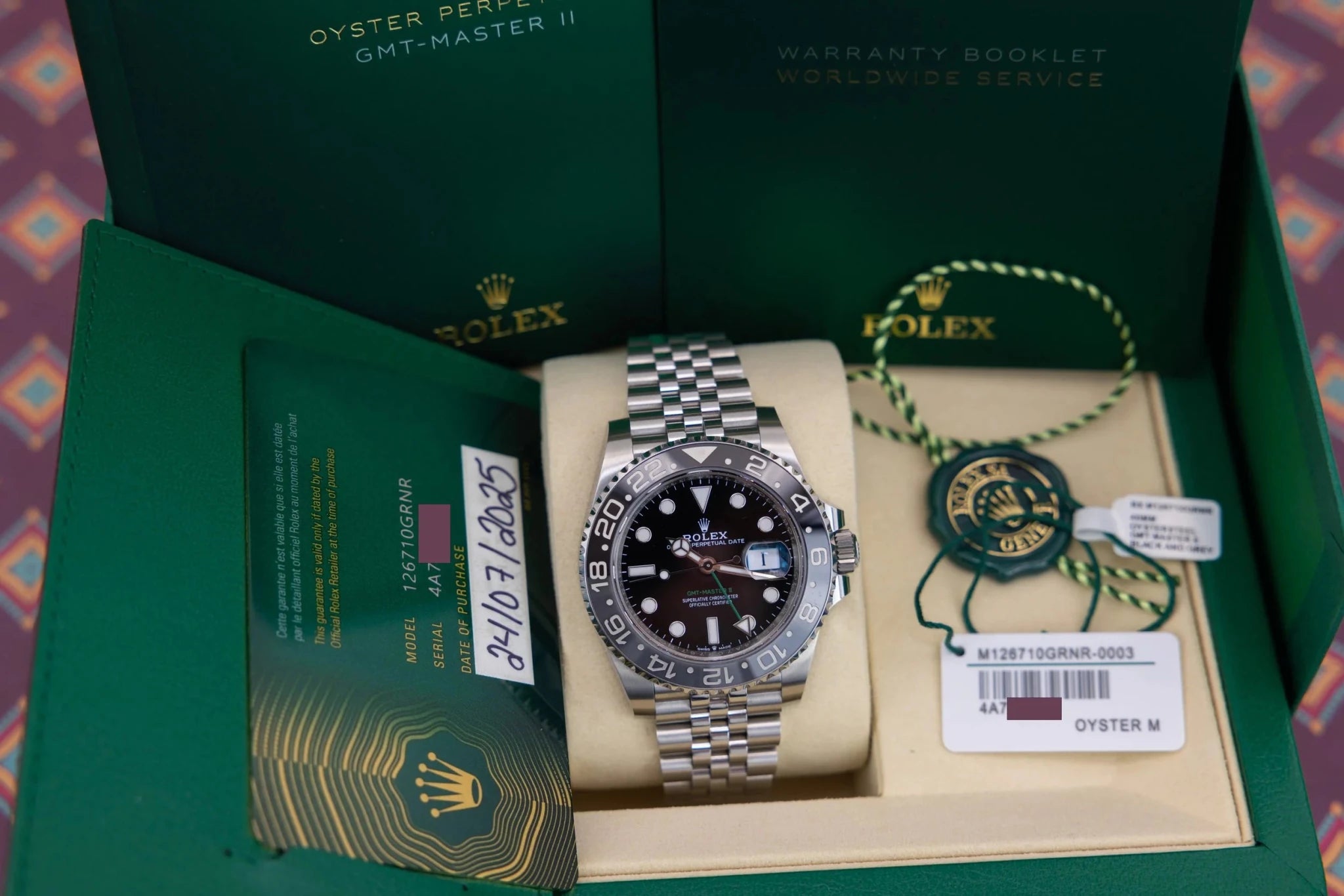 2025 Rolex GMT Master II Ref. 126710GRNR | Bruce Wayne | Box and Papers - Sierra Time Co