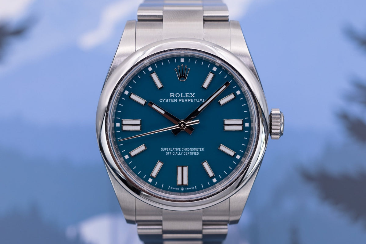 2025 Rolex Oyster Perpetual Ref. 134300 | Med Blue Dial | Box and Papers - Sierra Time Co