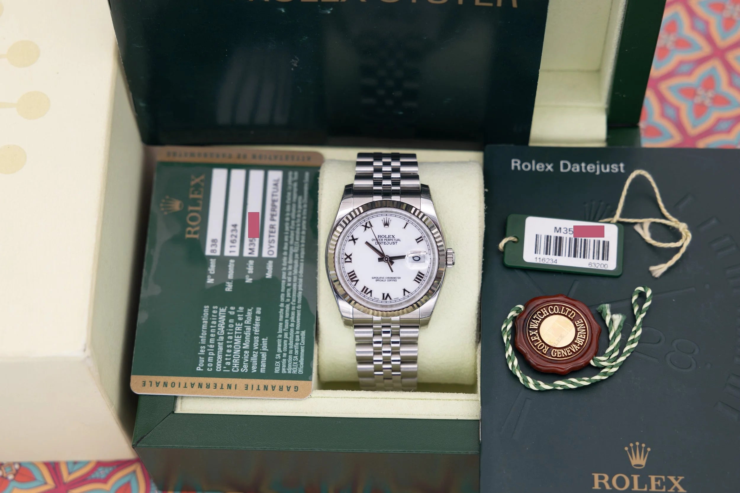 2008 Rolex Datejust Ref. 116234 | New Old Stock | White Roman Dial | Box and Papers